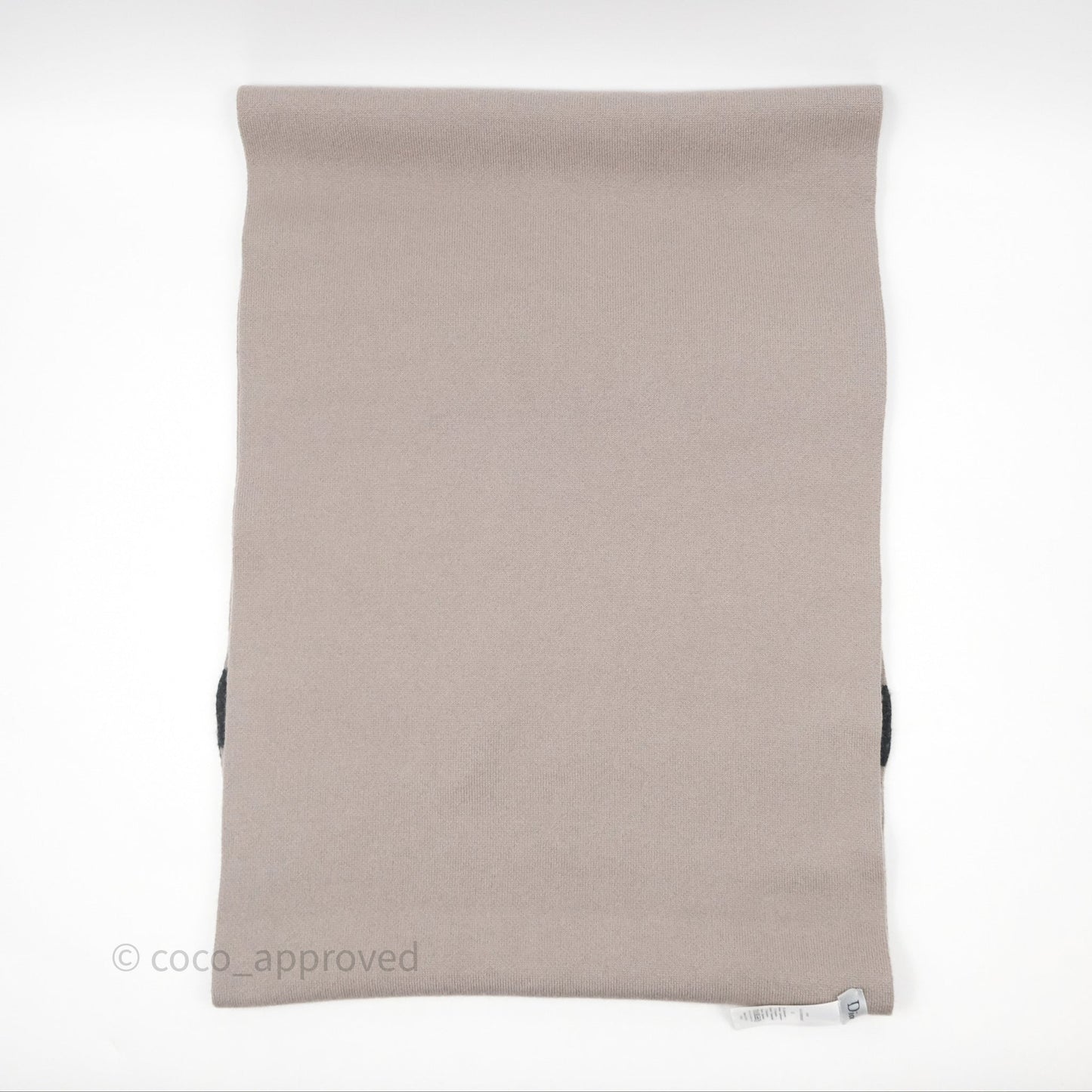 Christian Dior Logo Stripe Cashmere Scarf Taupe/ Black