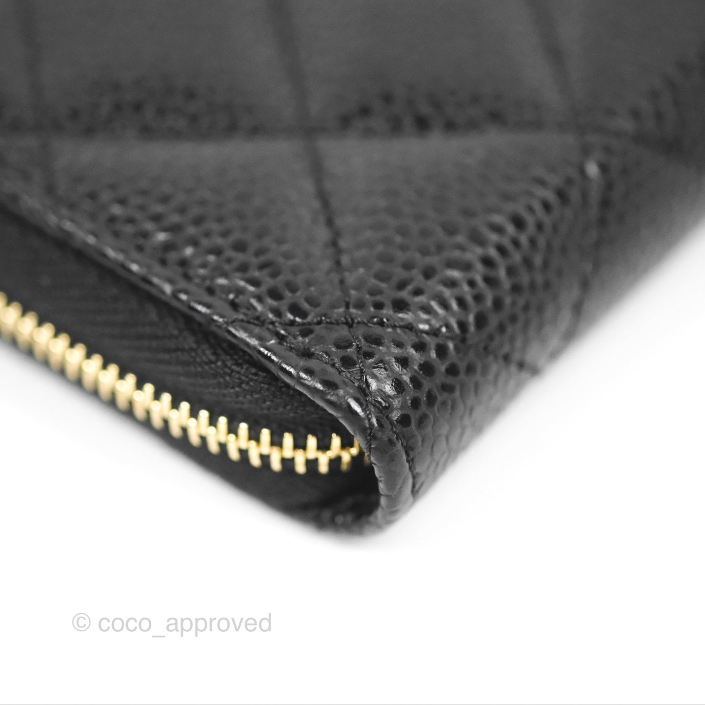 Chanel Classic Zipped Coin Purse Black Caviar Gold Hardware
