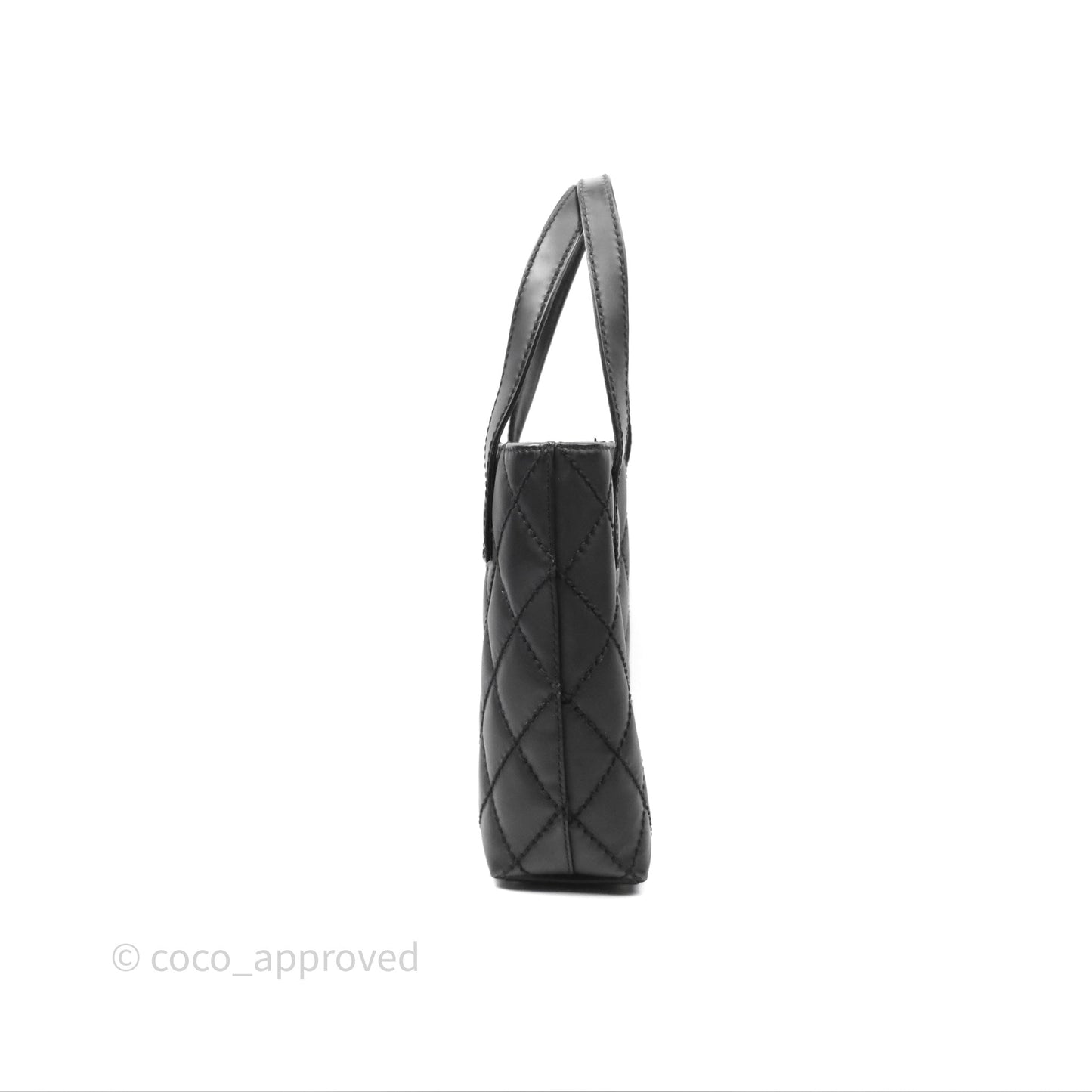 Chanel Vintage Quilted CC Tote Bag Matte Black Calfskin Gold Hardware