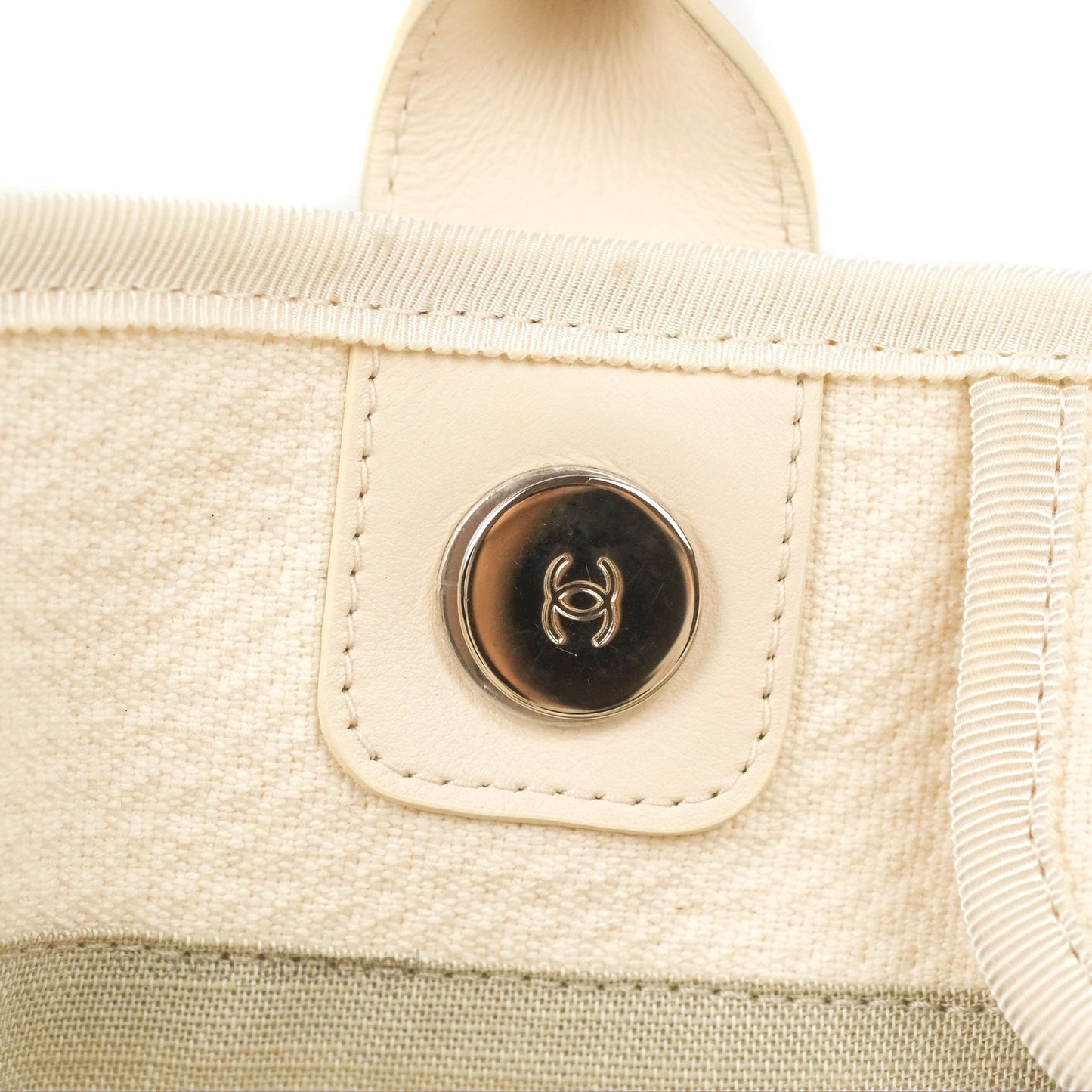 Chanel New Small Deauville Cream Ivory Canvas