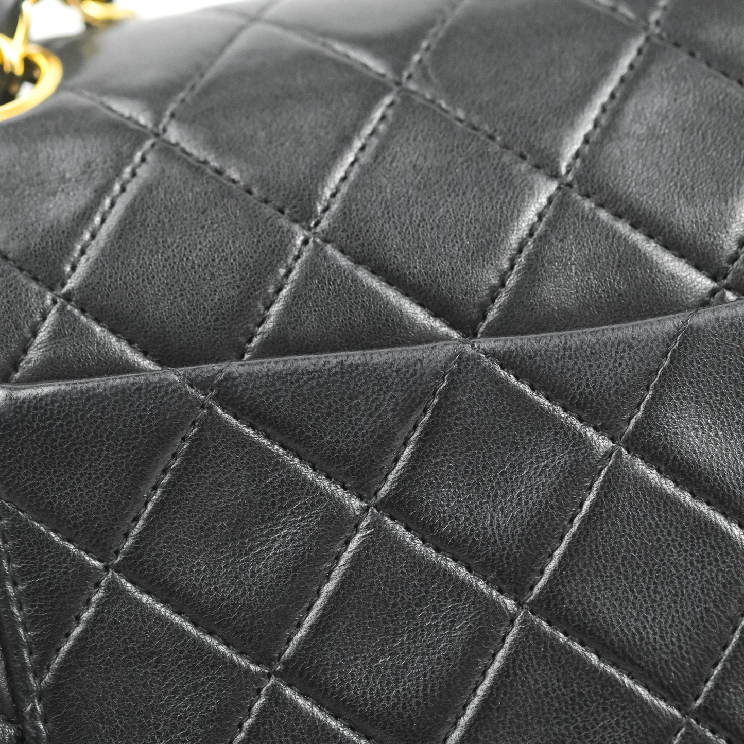 Chanel Vintage Medium Double Flap Black Lambskin 24K Gold Hardware