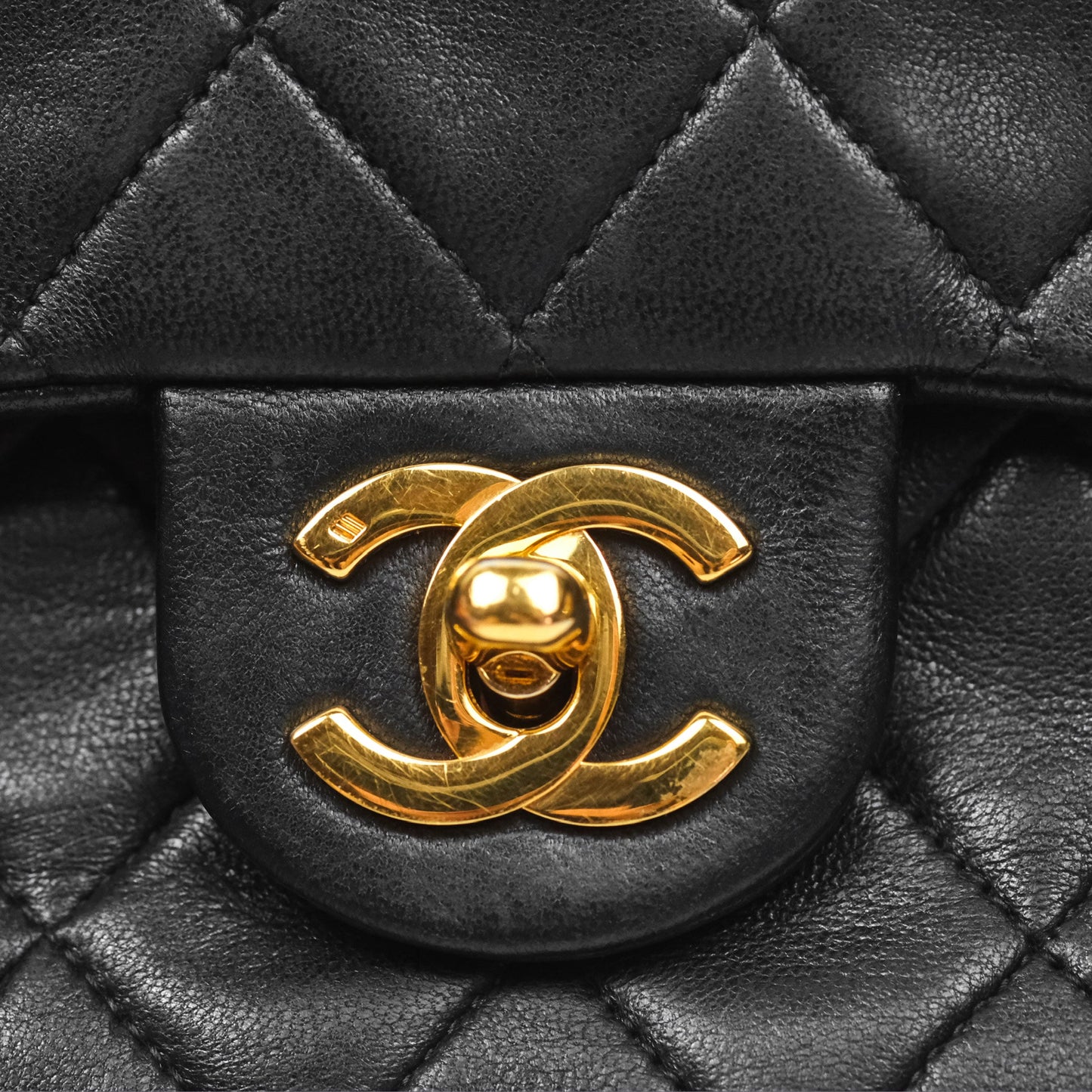 Chanel Vintage Mini Square Black Lambskin 24K Gold Hardware
