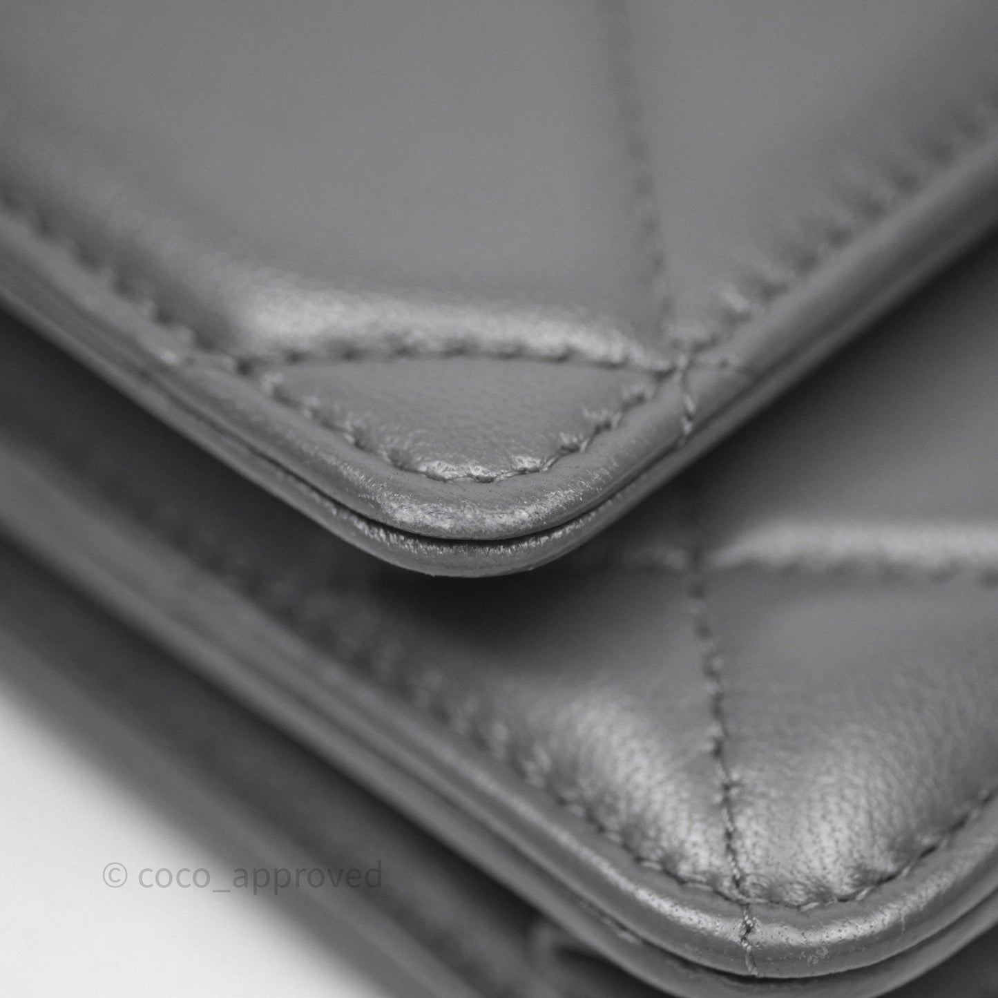Chanel 19 Wallet on Chain WOC Grey Lambskin Mixed Hardware