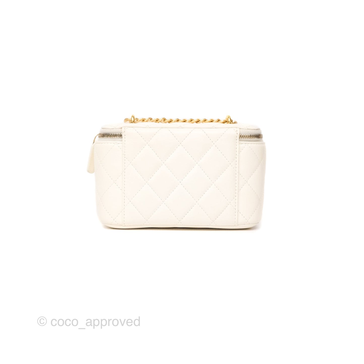 Chanel Vanity with Double Chain White Shiny Lambskin 23C