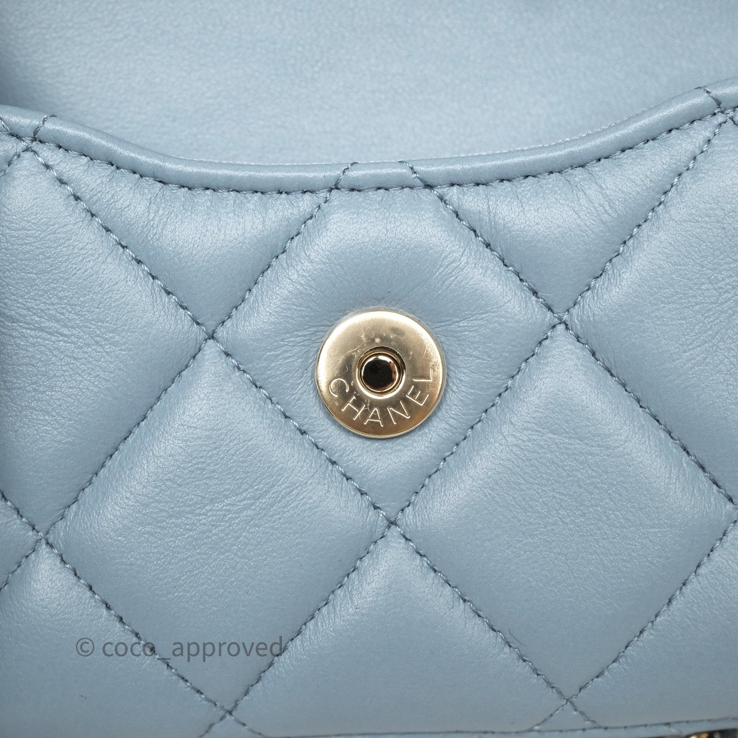 Chanel Mini Chain Around Clutch With Chain Blue Lambskin Gold Hardware