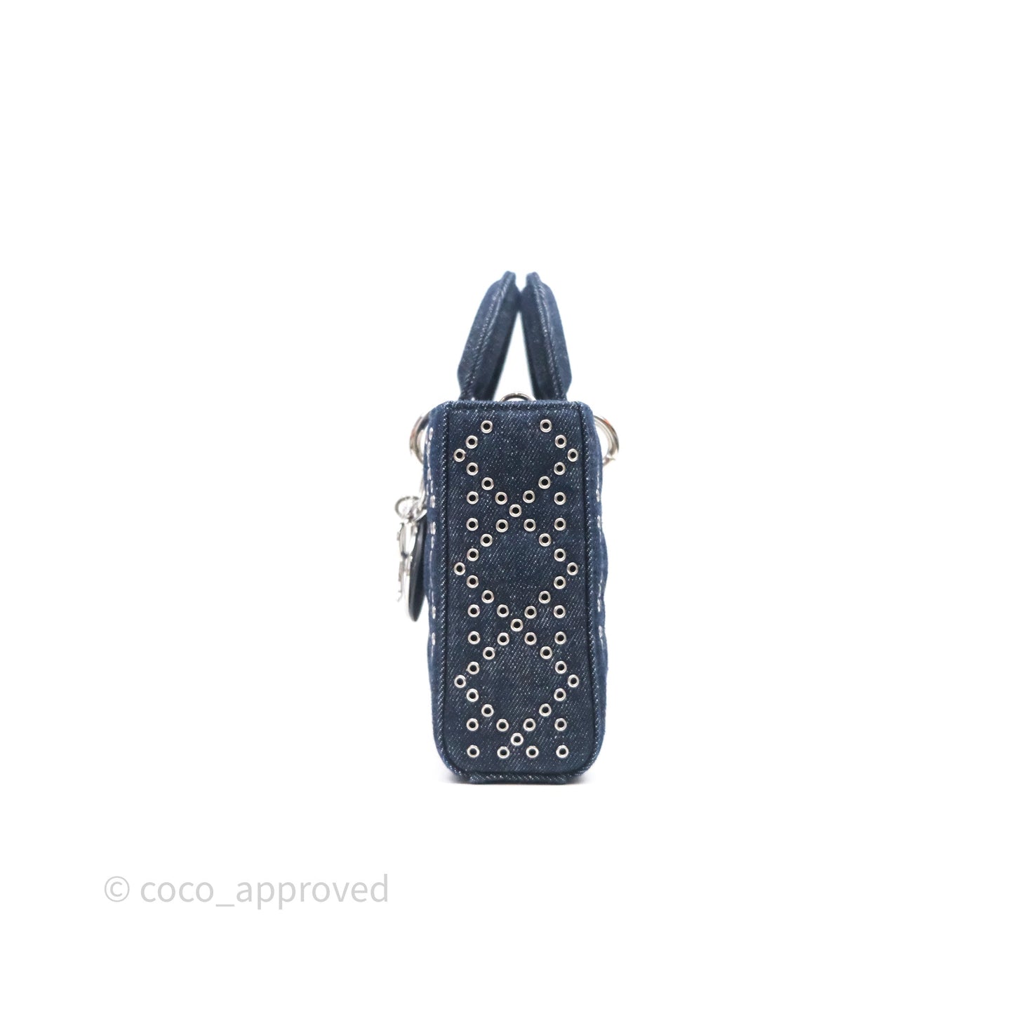 Christian Dior Medium Lady D-Joy Denim Eyelet Silver Hardware