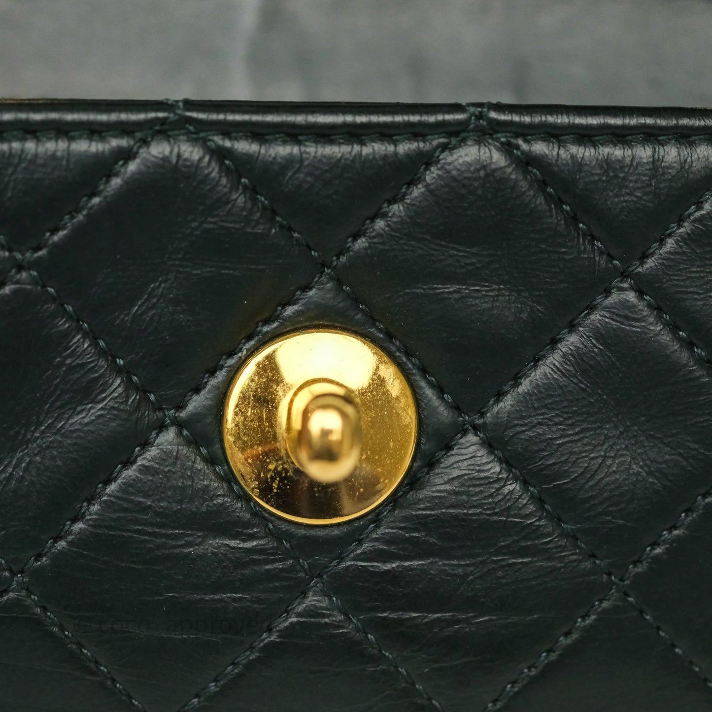 Chanel Vintage Mini Flap Bag Dark Green Lambskin Gold Hardware