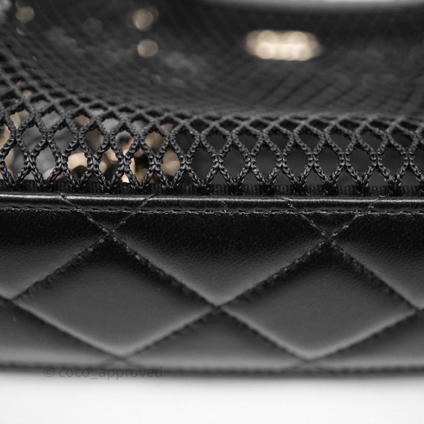 Chanel Mesh Clutch With Chain Black Shiny Lambskin Gold Hardware