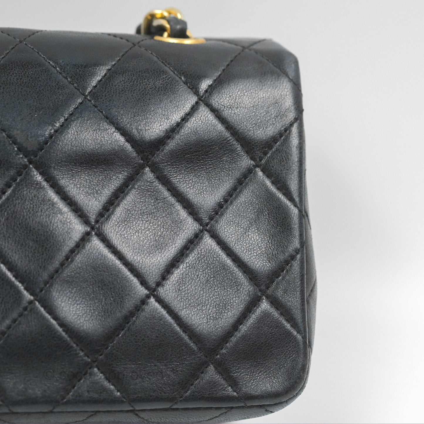 Chanel Vintage Mini Single Full Flap Bag Black Lambskin 24K Gold Hardware