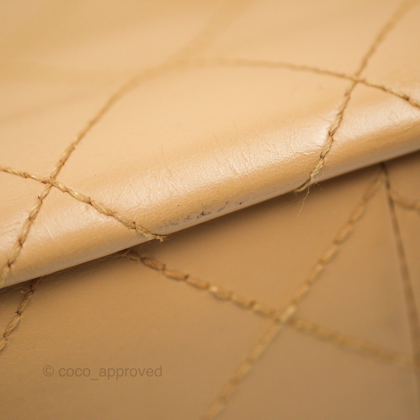 Chanel Vintage Jumbo Beige Flap Bag Lambskin Enamel Hardware