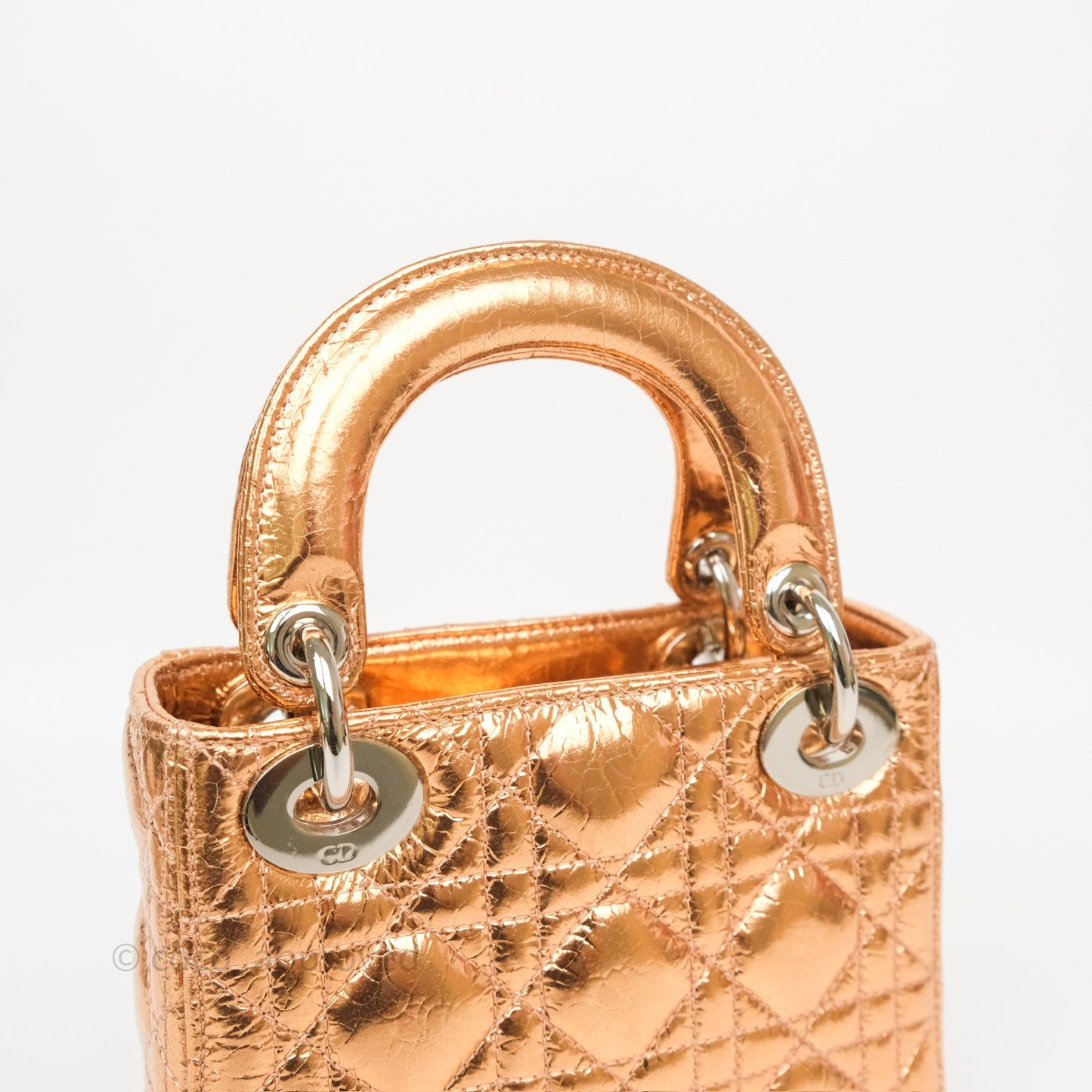 Christian Dior Mini Lady Dior Metallic Copper Cannage Silver Hardware