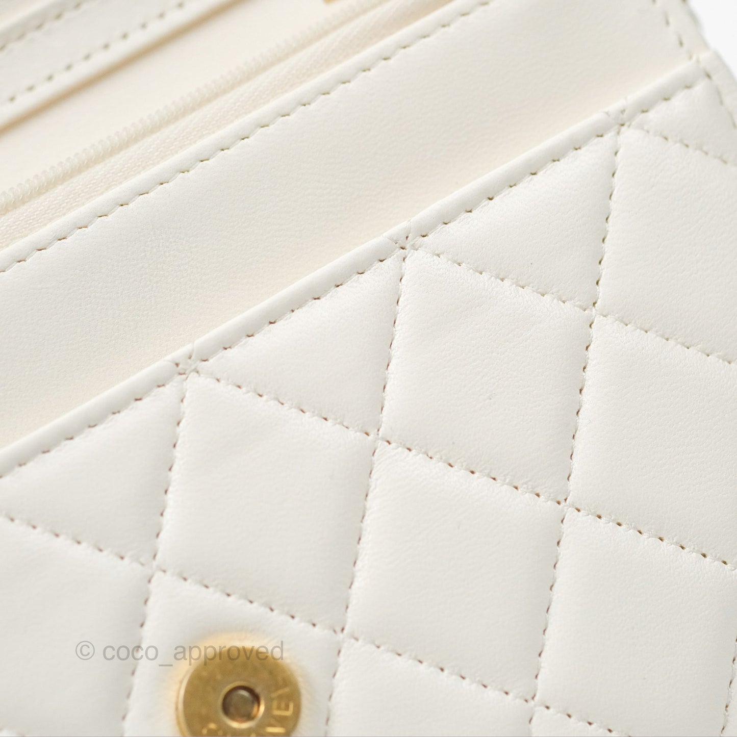 Chanel Quilted WOC White Lambskin Gold Hardware With Charms