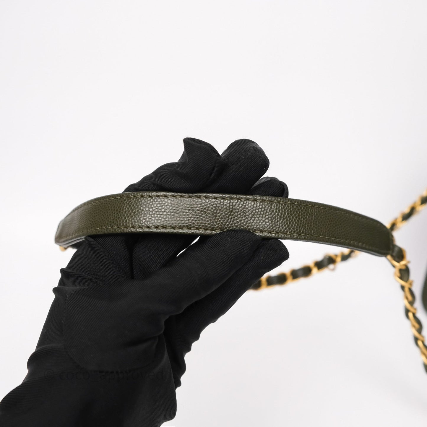 Chanel School Memory Top Handle Flap Army Green Caviar Aged Gold Hardware