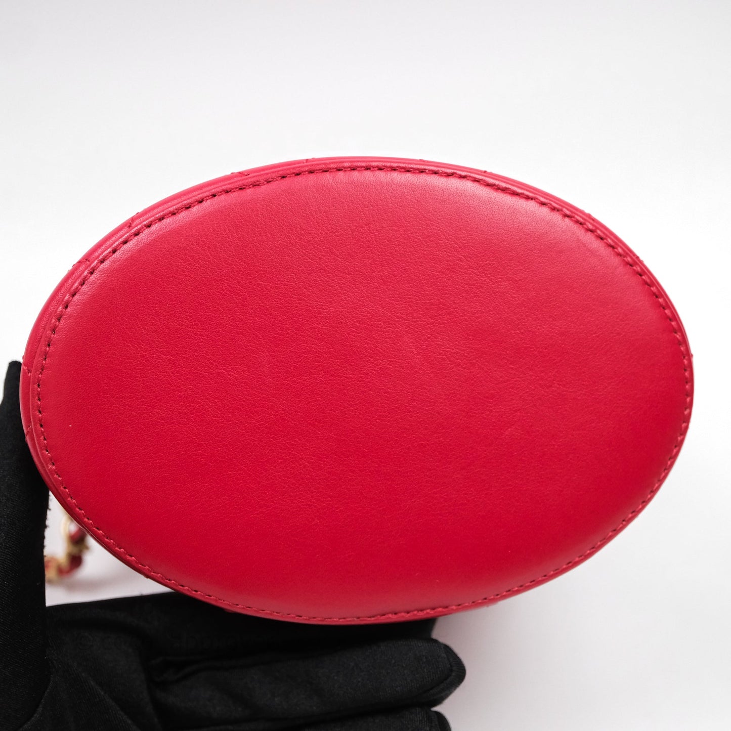 Chanel CC Vanity Case Red Calfskin Aged Gold Hardware