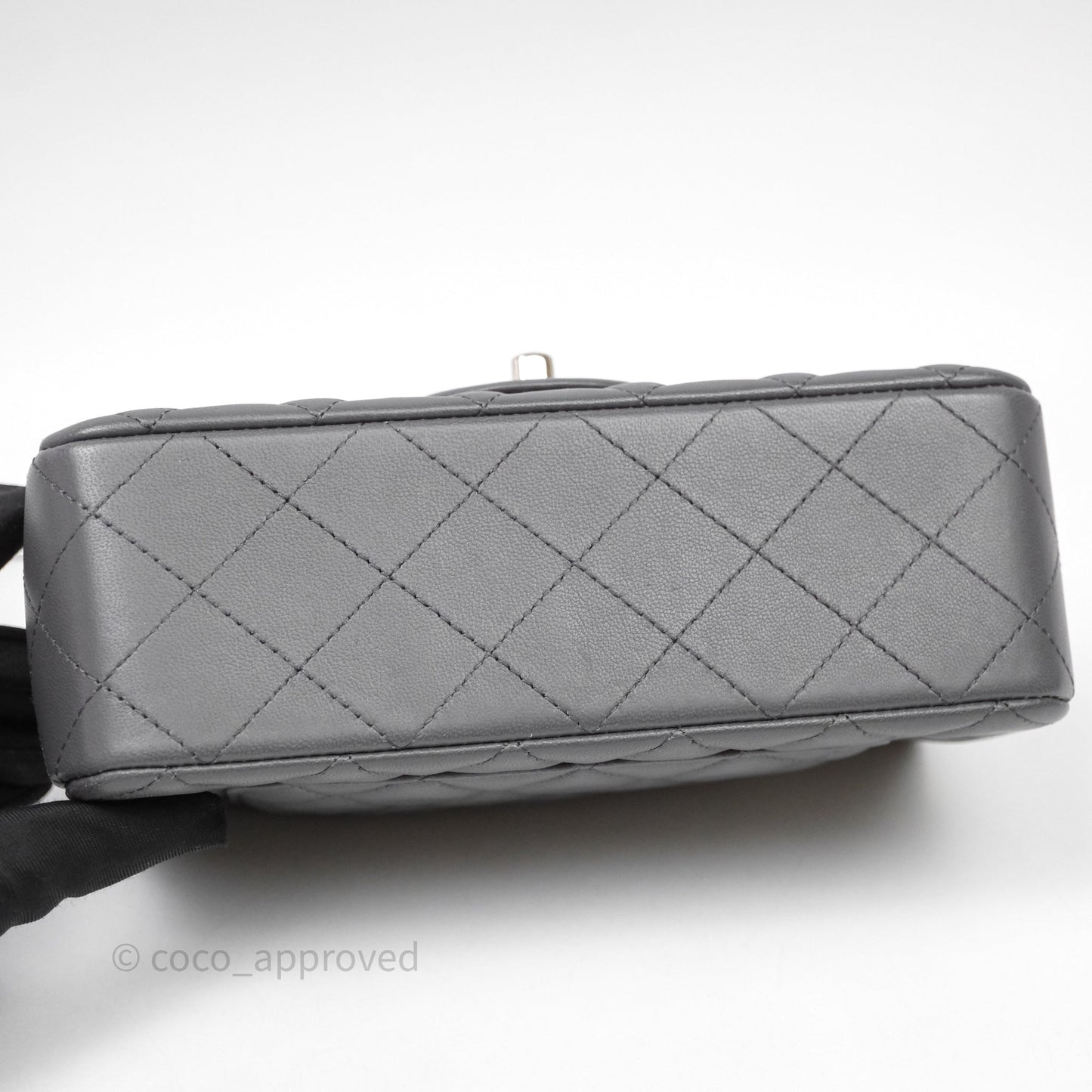 Chanel Quilted Mini Rectangular Dark Grey Lambskin Silver Hardware