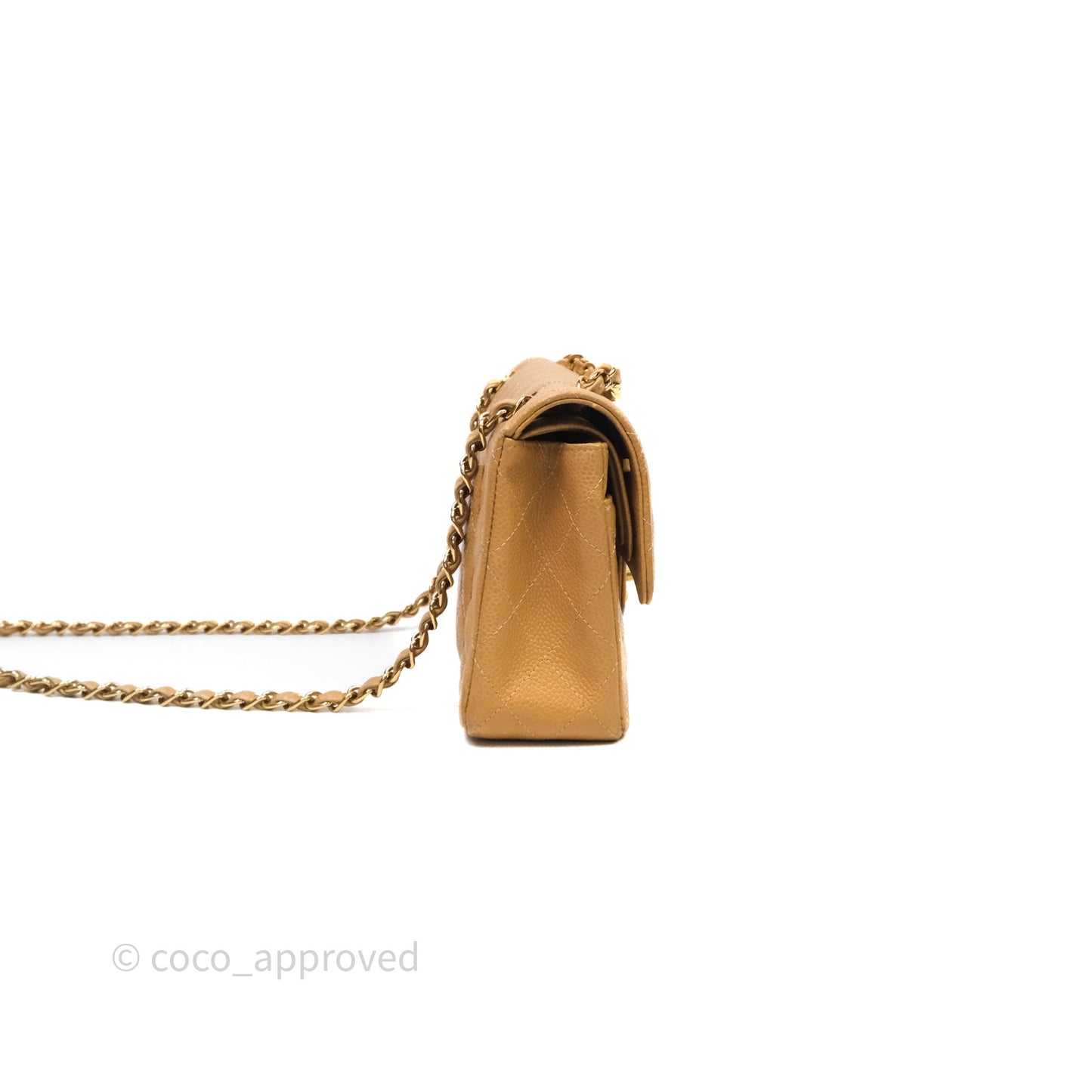 Chanel Vintage Small Classic Flap Beige Claire Caviar 24K Gold Hardware