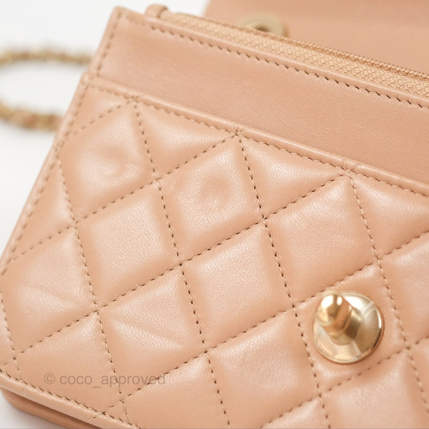 Chanel Trendy CC WOC Quilted Beige Lambskin Gold Hardware