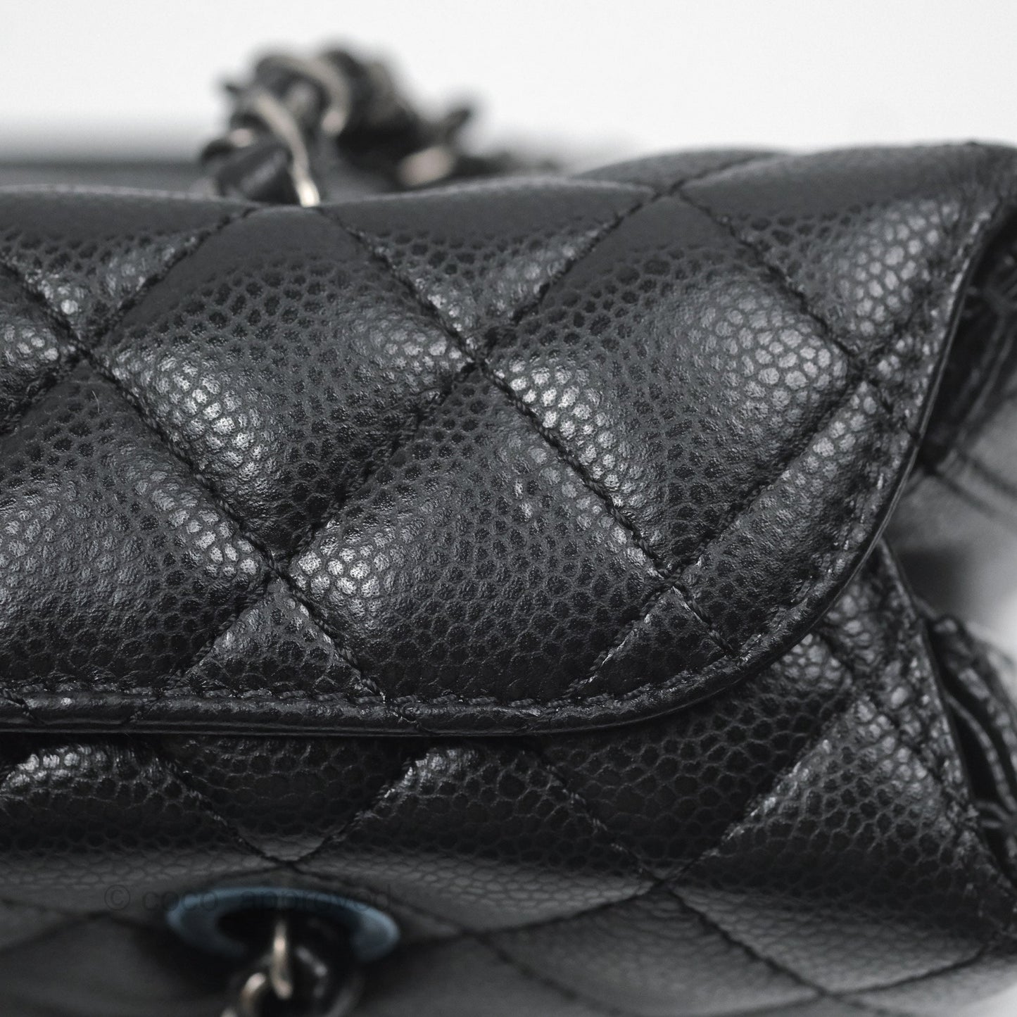 Chanel Quilted Small City Shopping Bag Black Caviar Ruthenium Hardware