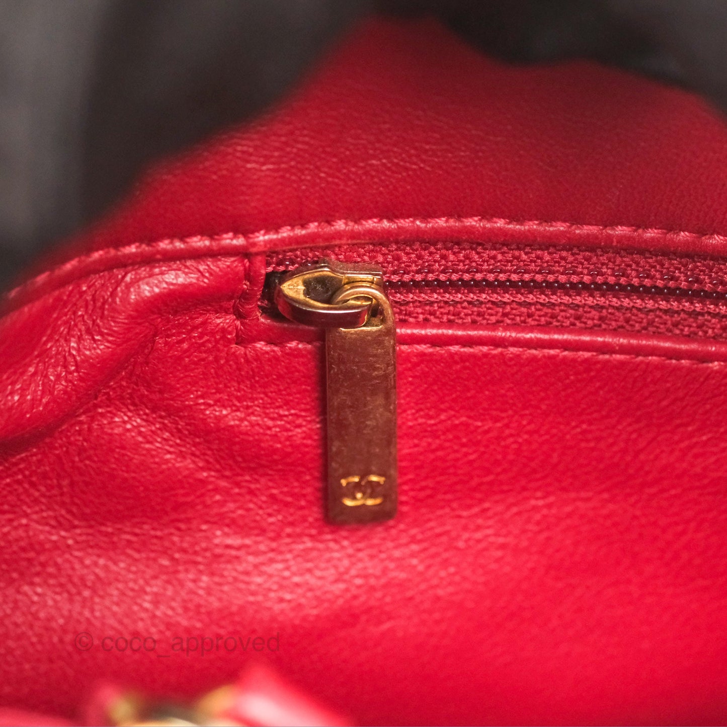 Chanel Tote Bag Red Lambskin Aged Gold Hardware