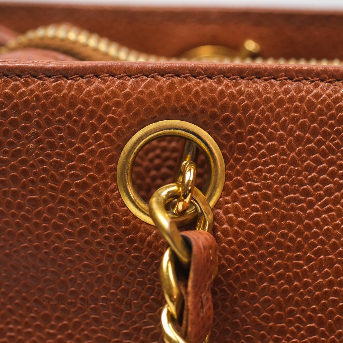 Chanel Vintage Tote Caramel Caviar 24K Gold Hardware