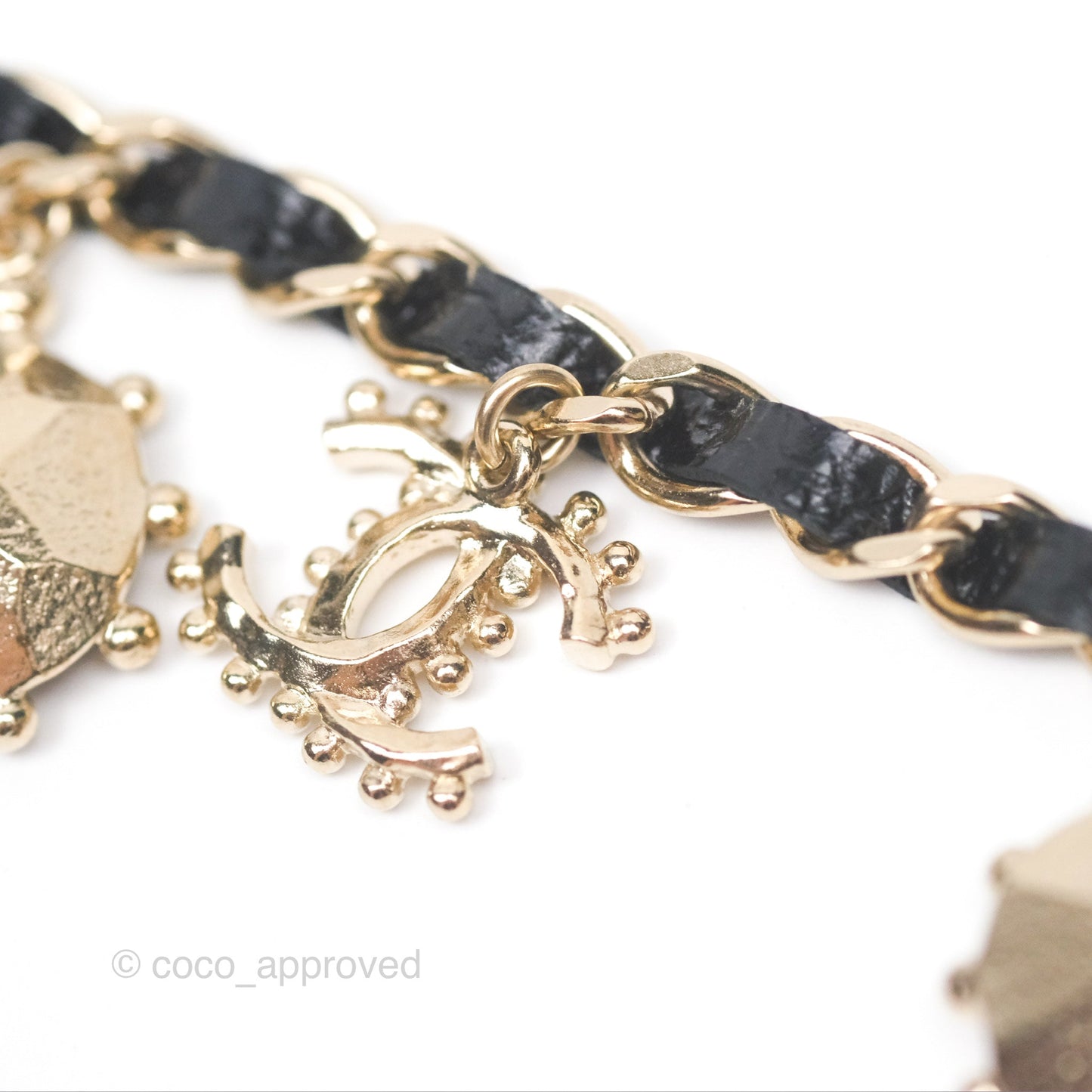 Chanel Crystal CC Resin Necklace Choker Lambskin Gold Hardware 21A