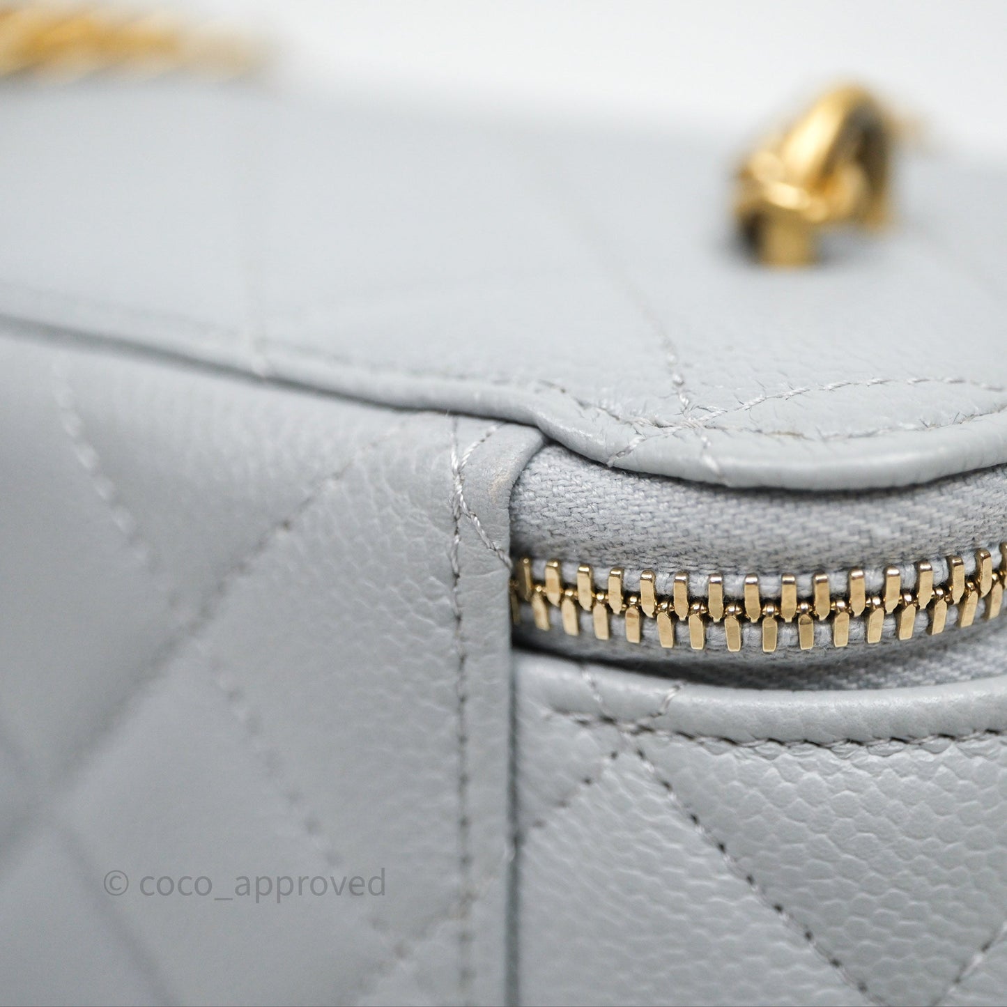 Chanel Heart Crush Vanity With Chain Grey Caviar Aged Gold Hardware