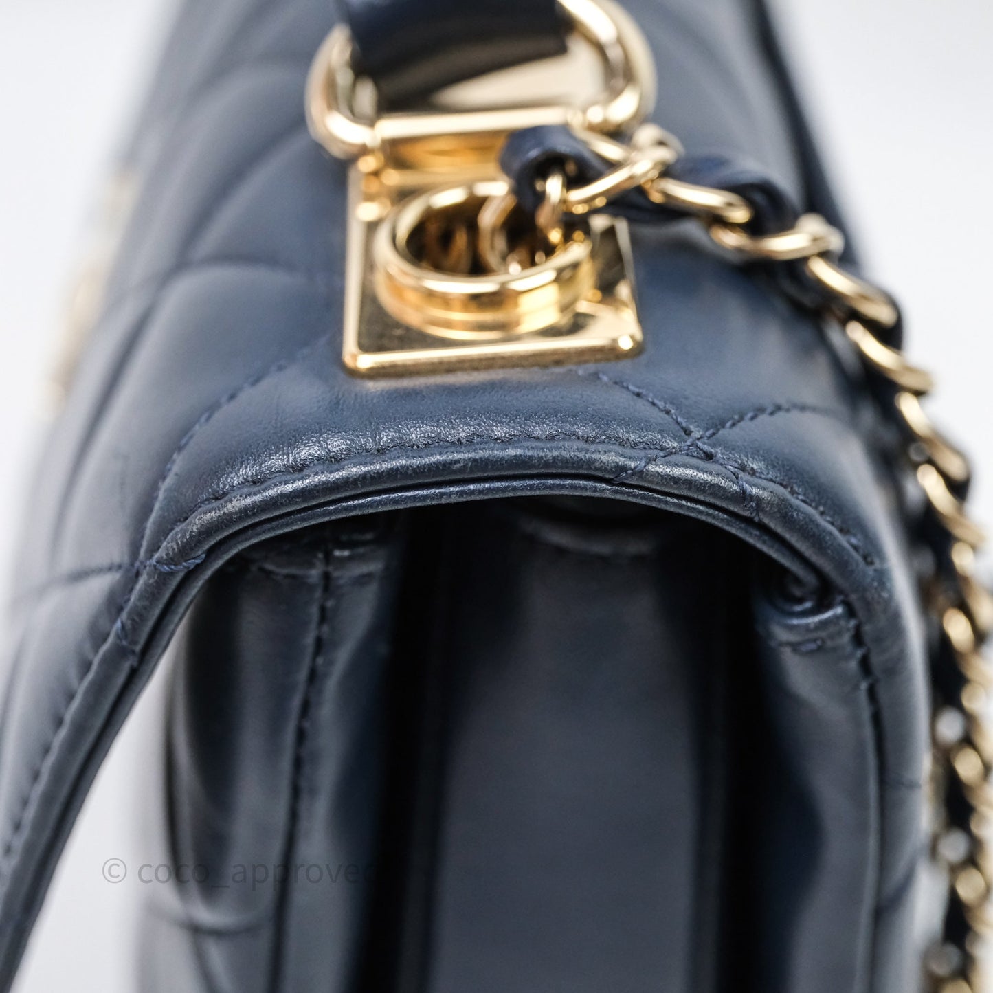 Chanel Small Trendy CC Navy Lambskin Gold Hardware