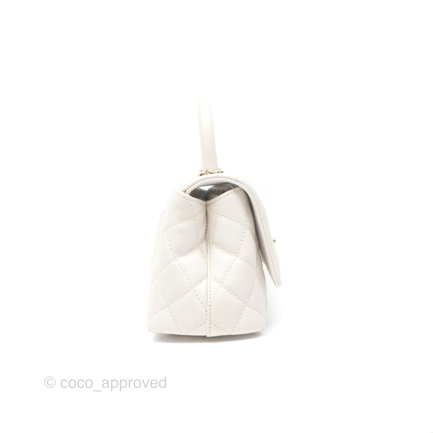 Chanel Extra Mini Quilted Coco Handle White Caviar Gold Hardware
