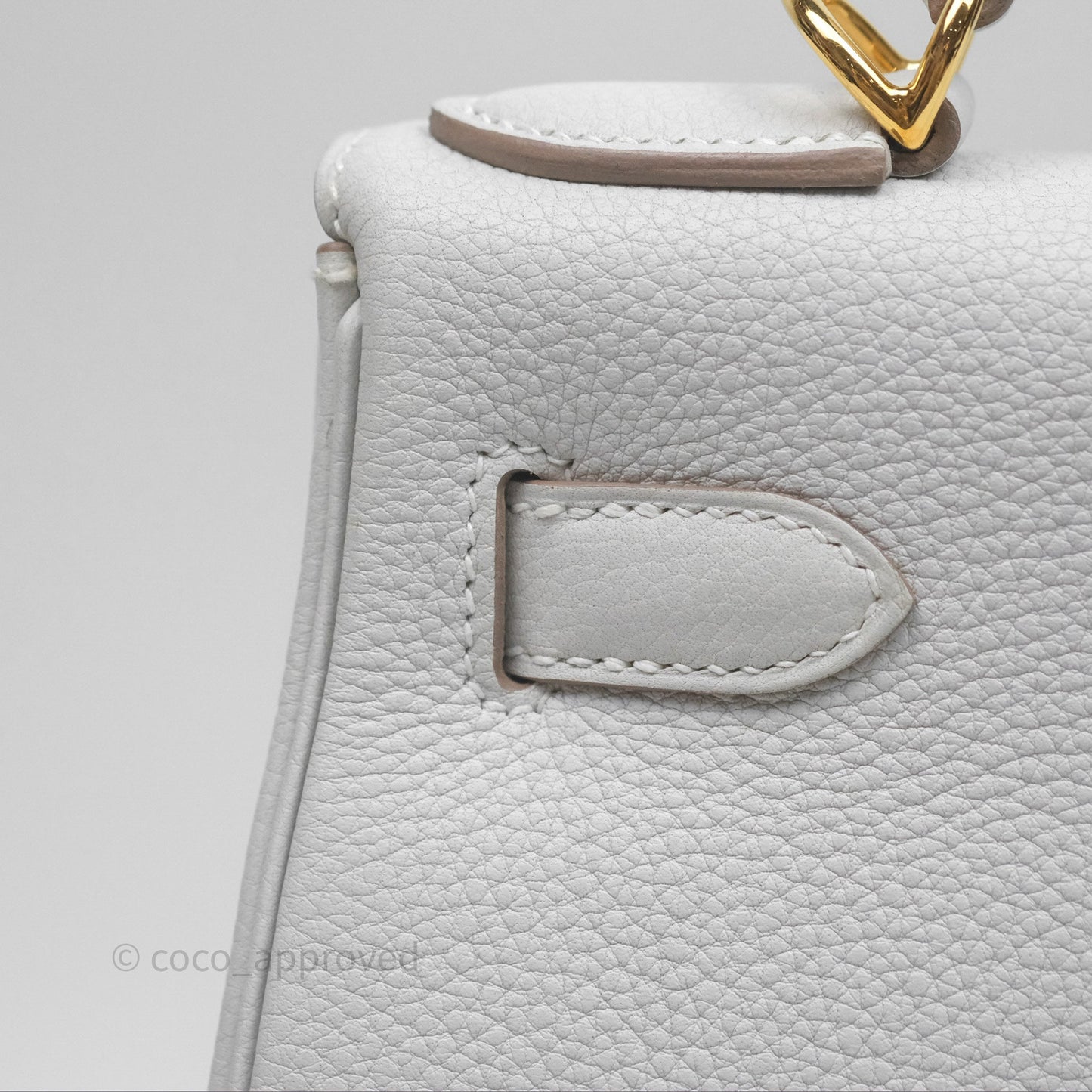 Hermès Kelly II 28 Retourne Gris Pale M4 Togo Gold Hardware
