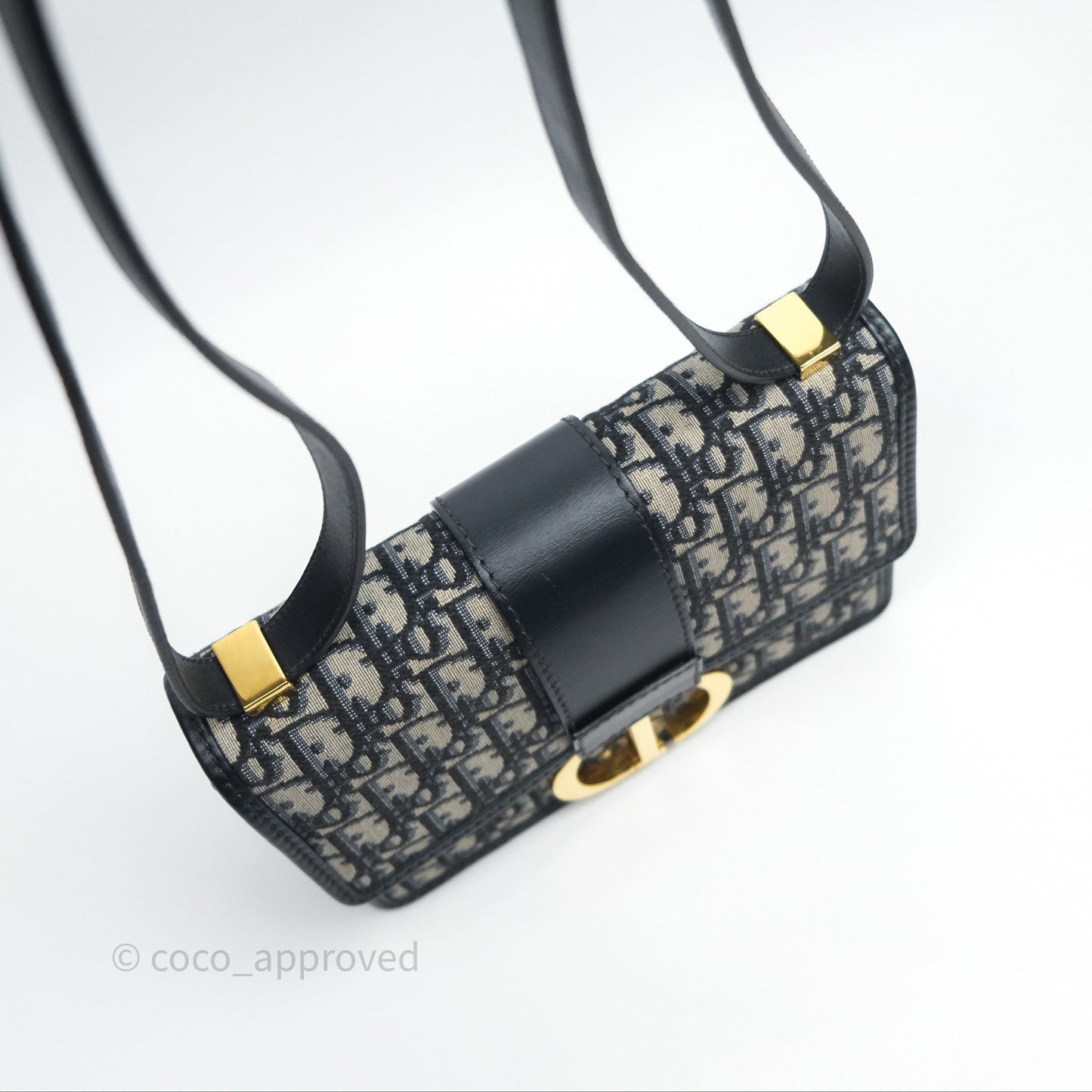 Christian Dior 30 Montaigne Bag Blue Dior Oblique Jacquard Gold Hardware