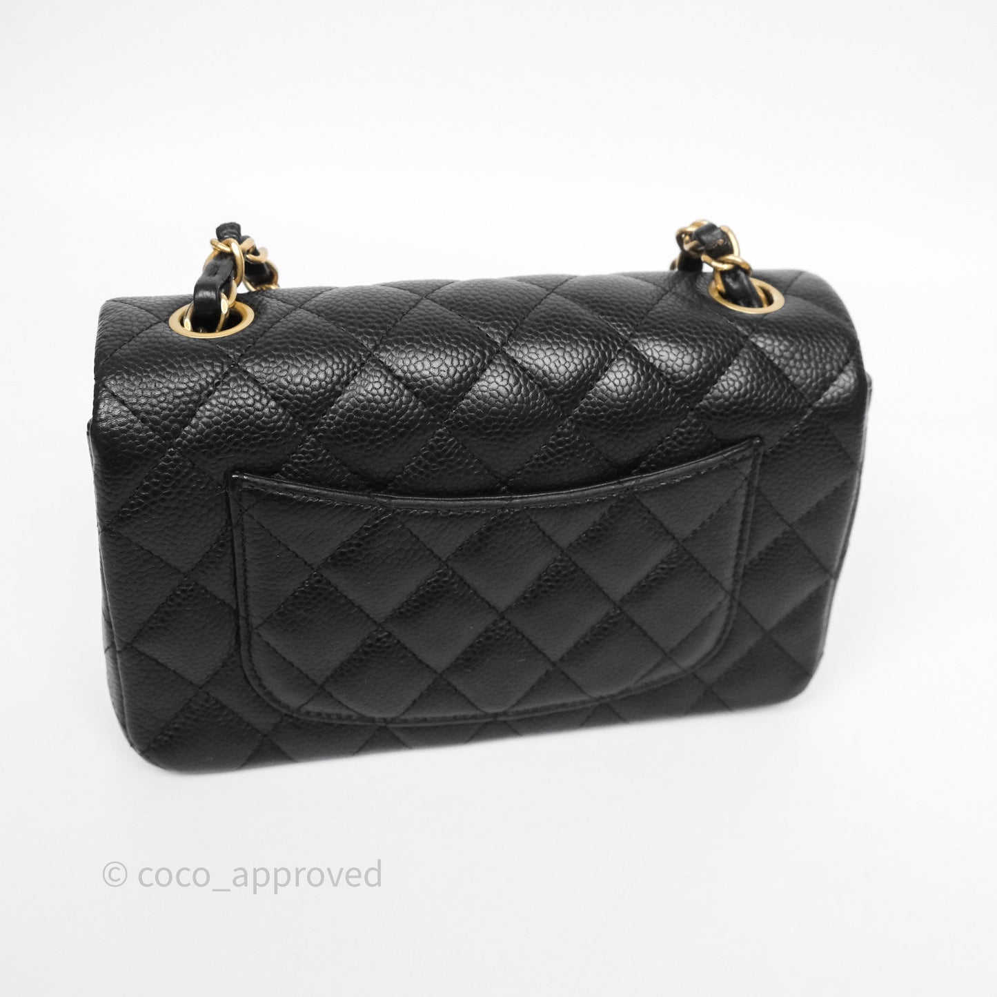Chanel Mini Rectangular Quilted Black Caviar Aged Gold Hardware