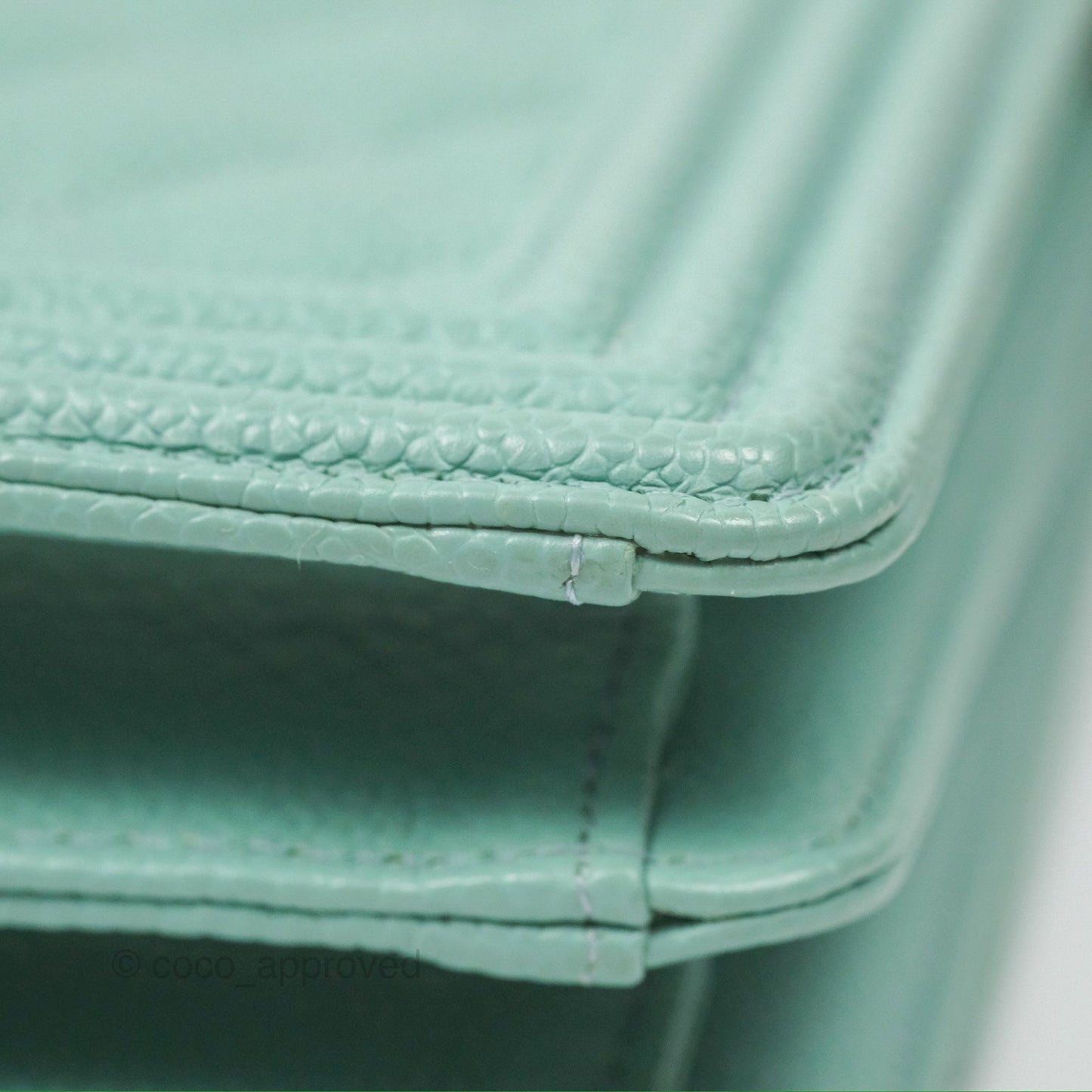 Chanel Quilted North South Boy Flap Tiffany Green Caviar Gold Hardware