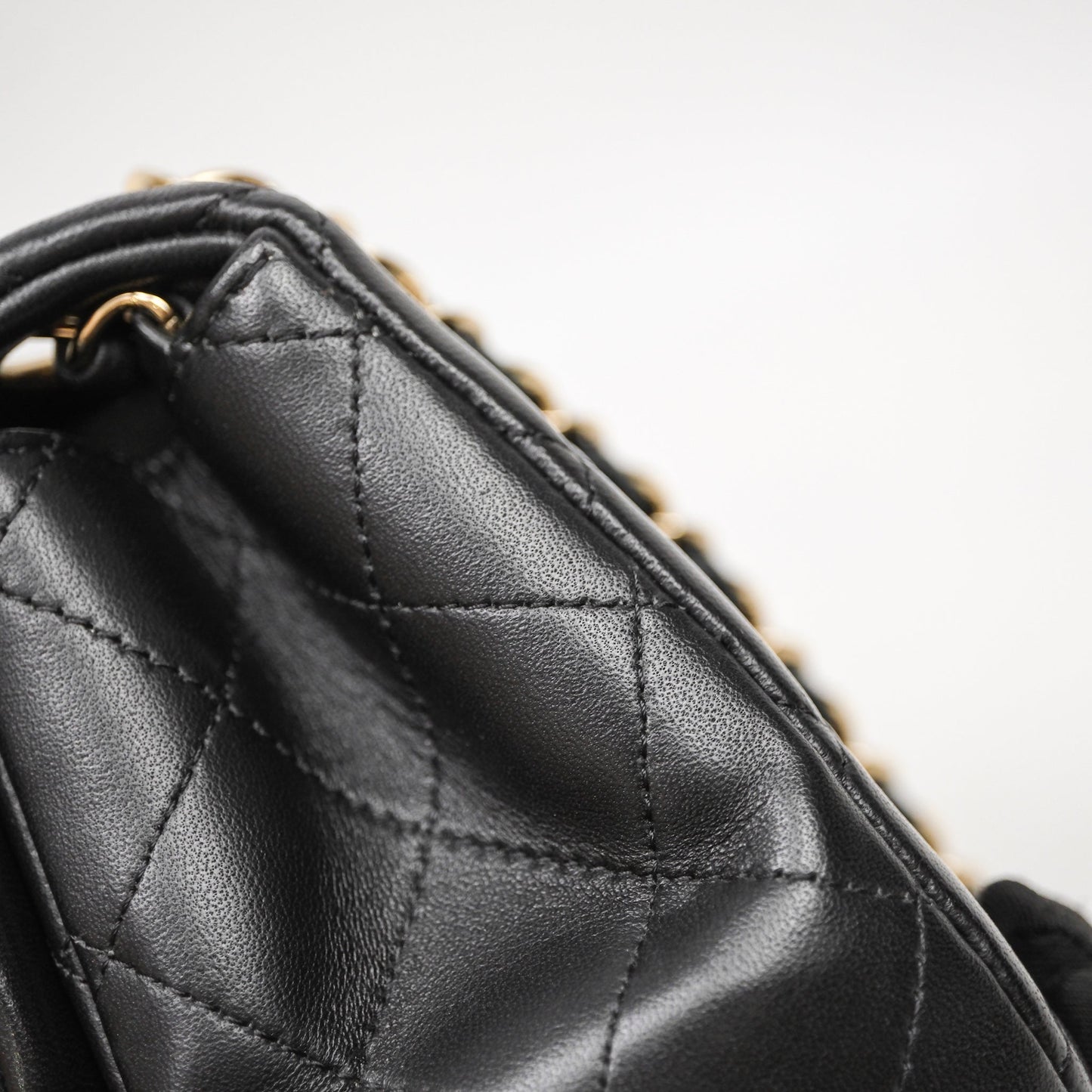Chanel Mini Square Quilted Black Lambskin Gold Hardware