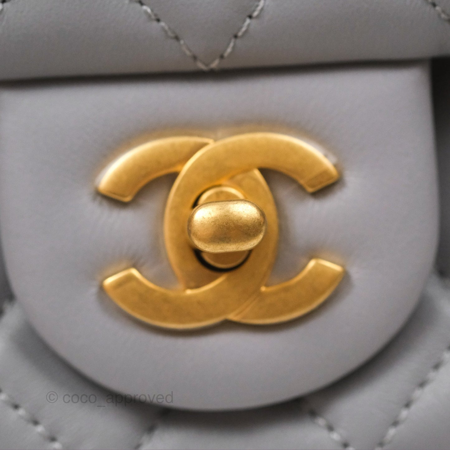 Chanel Mini Rectangular Pearl Crush Grey Lambskin Aged Gold Hardware