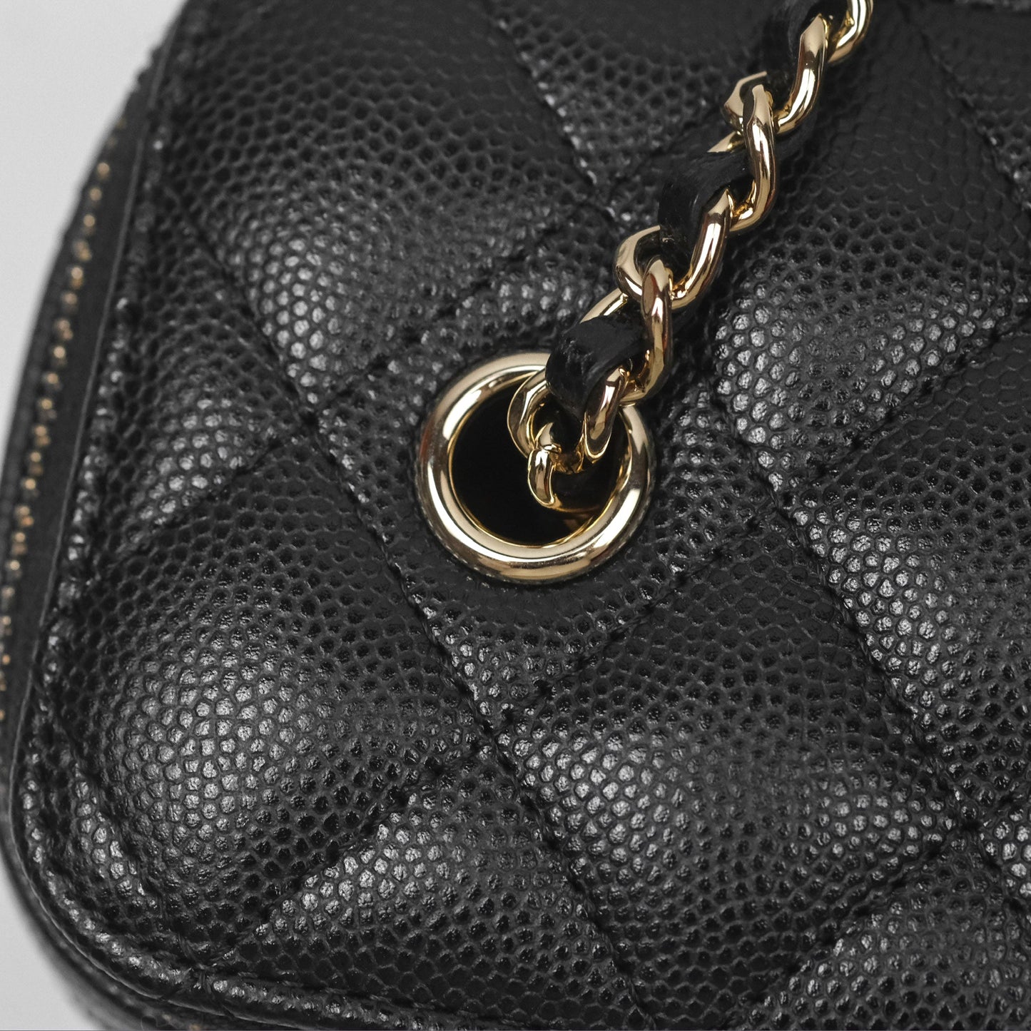 Chanel Vanity Rectangular With Chain Black Caviar Gold Hardware