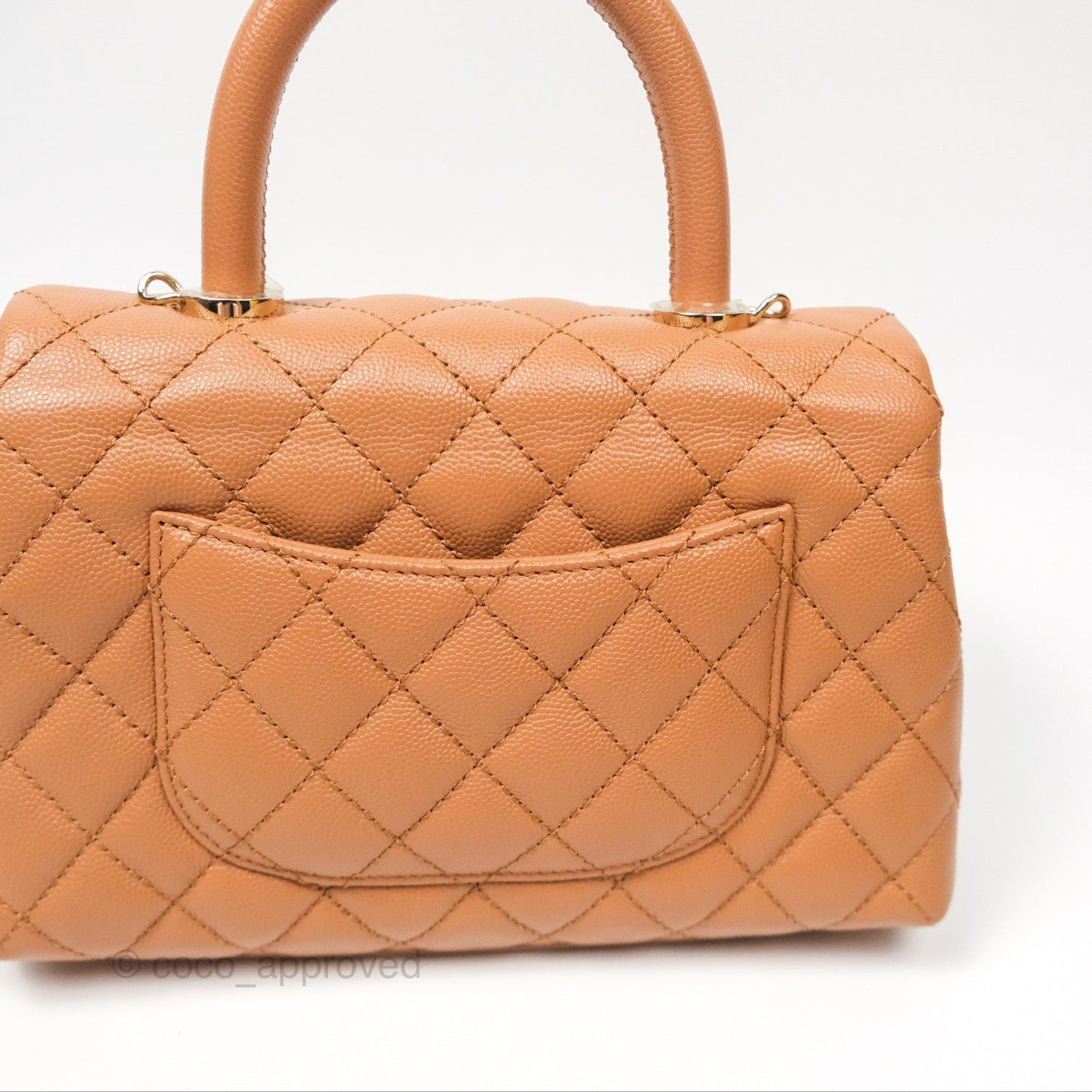 Chanel Small Coco Handle Quilted Dark Beige Caviar Gold Hardware