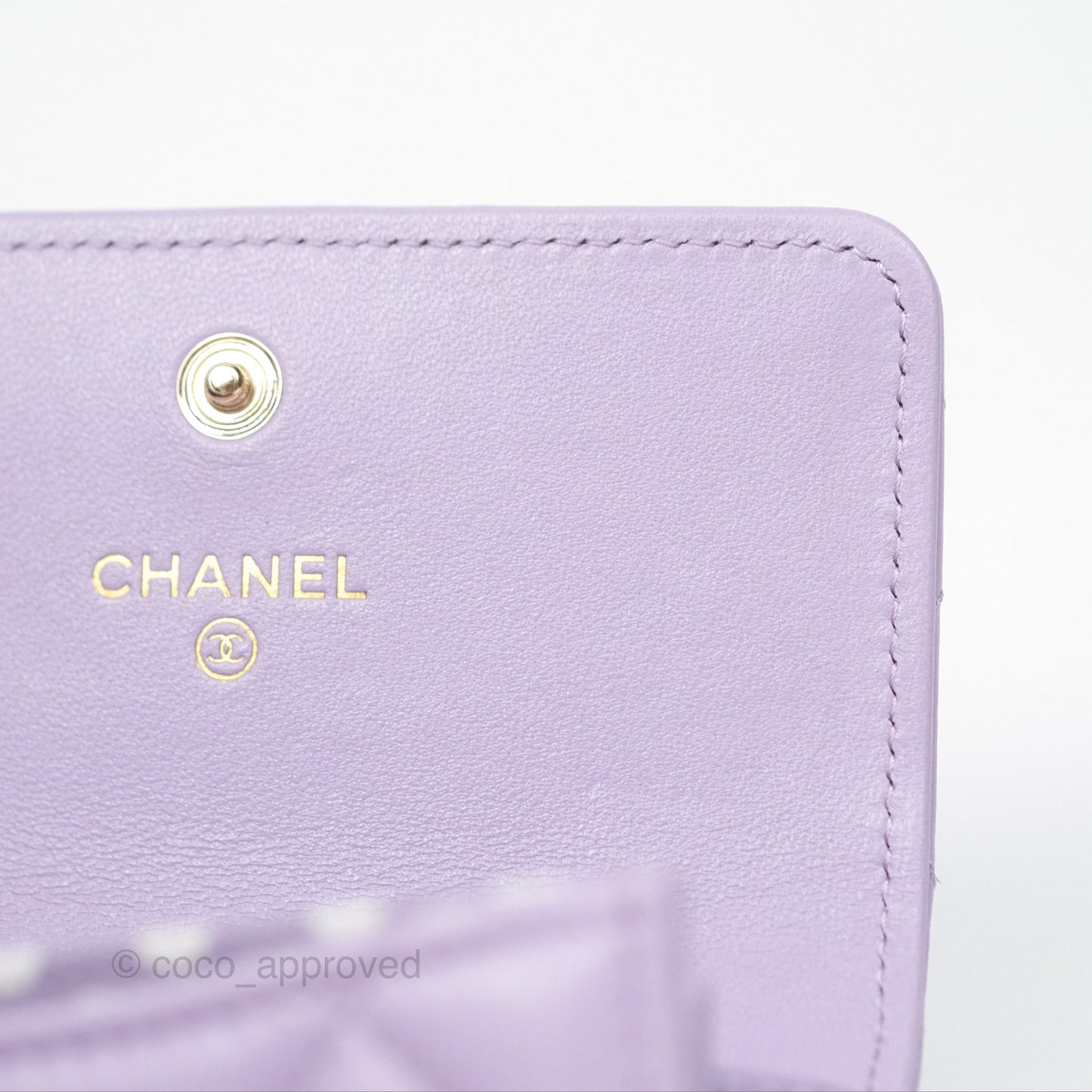 Chanel Flap Coin Purse Pearl CC Lilac Lambskin Gold Hardware