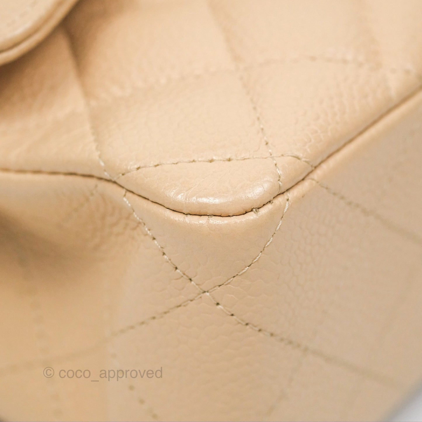 Chanel Classic M/L Medium Flap Quilted Beige Caviar Gold Hardware