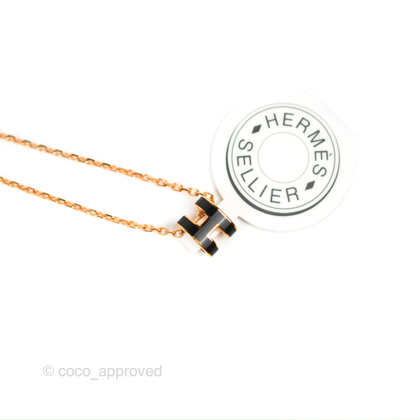 Hermès Mini Pop H Pendant Necklace Black Rose Gold Hardware