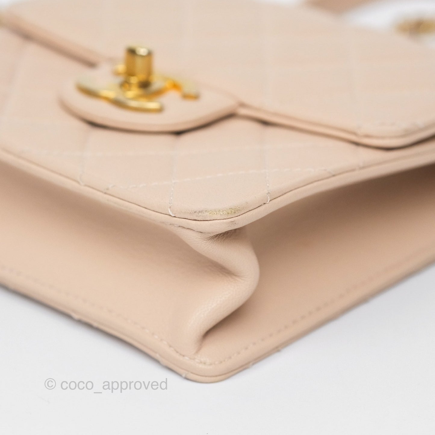 Chanel Quilted Chic Pearls Flap Beige Pink Goatskin Aged Gold Hardware
