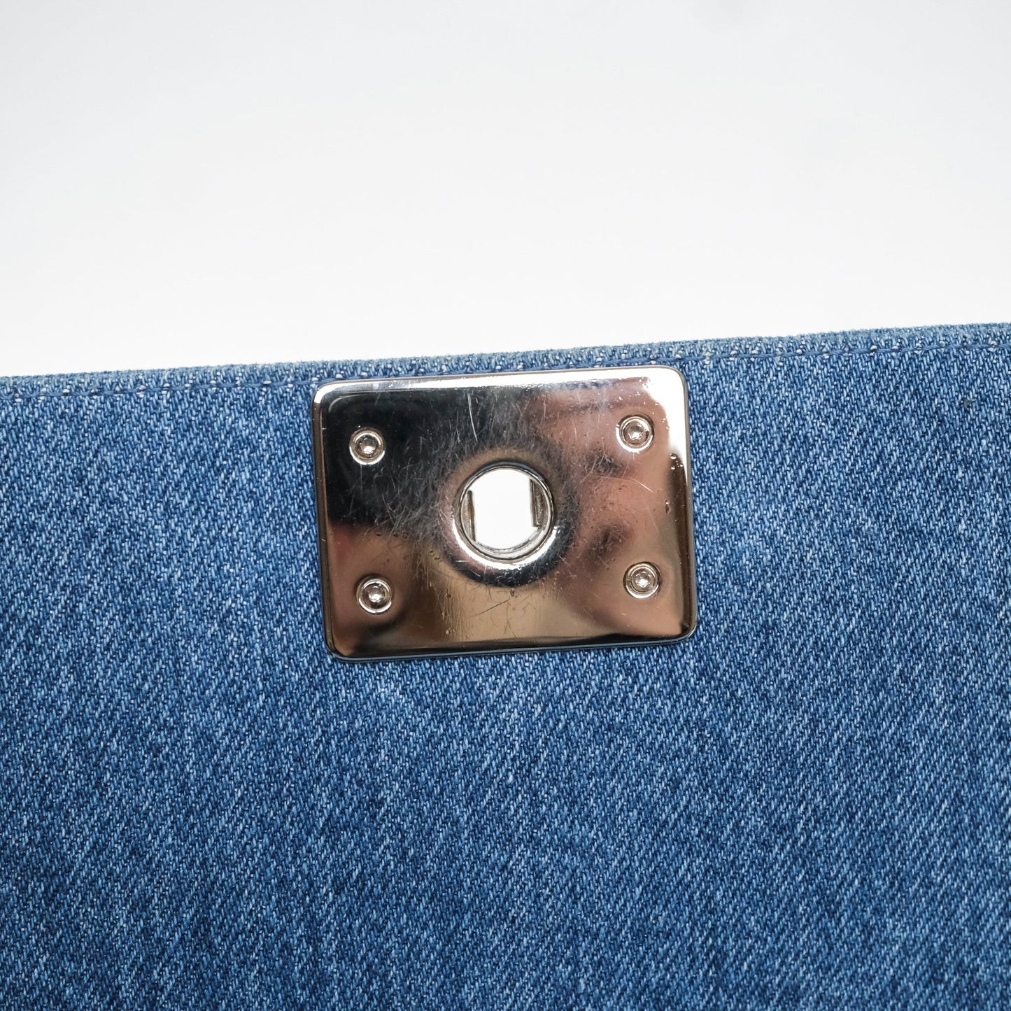 Chanel Medium Boy Blue Denim Tweed Silver Hardware