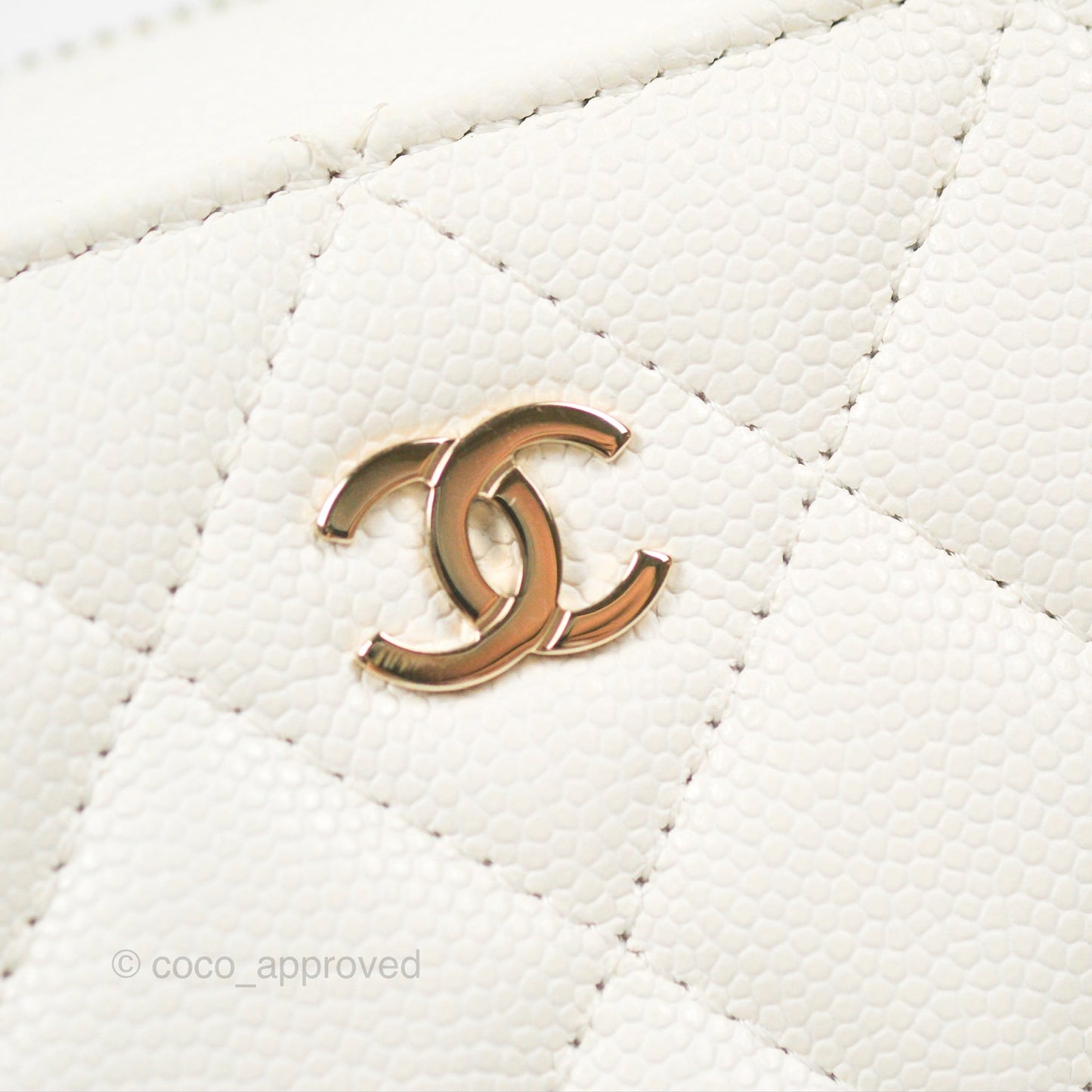 Chanel Mini Quilted Camera Case White Caviar Gold Hardware