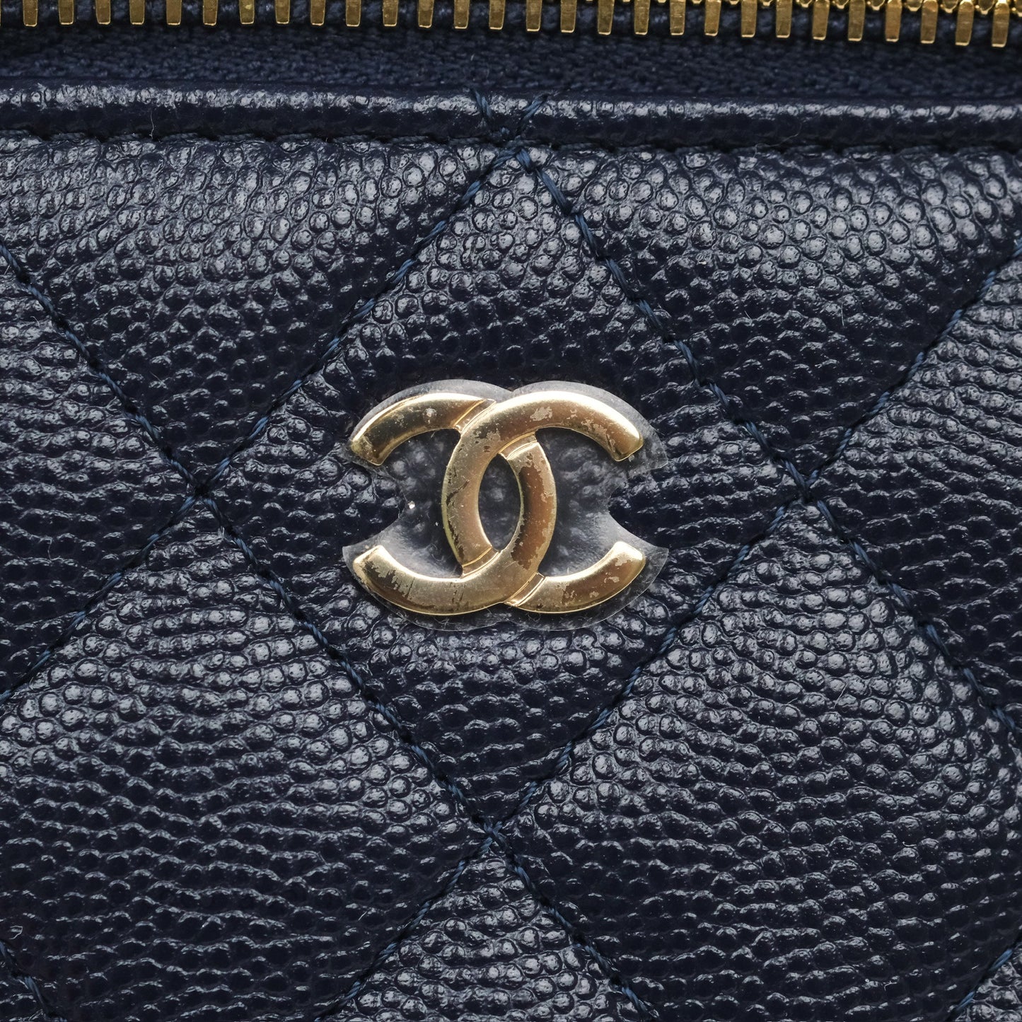 Chanel Mini Vanity With Chain Navy Caviar Gold Hardware