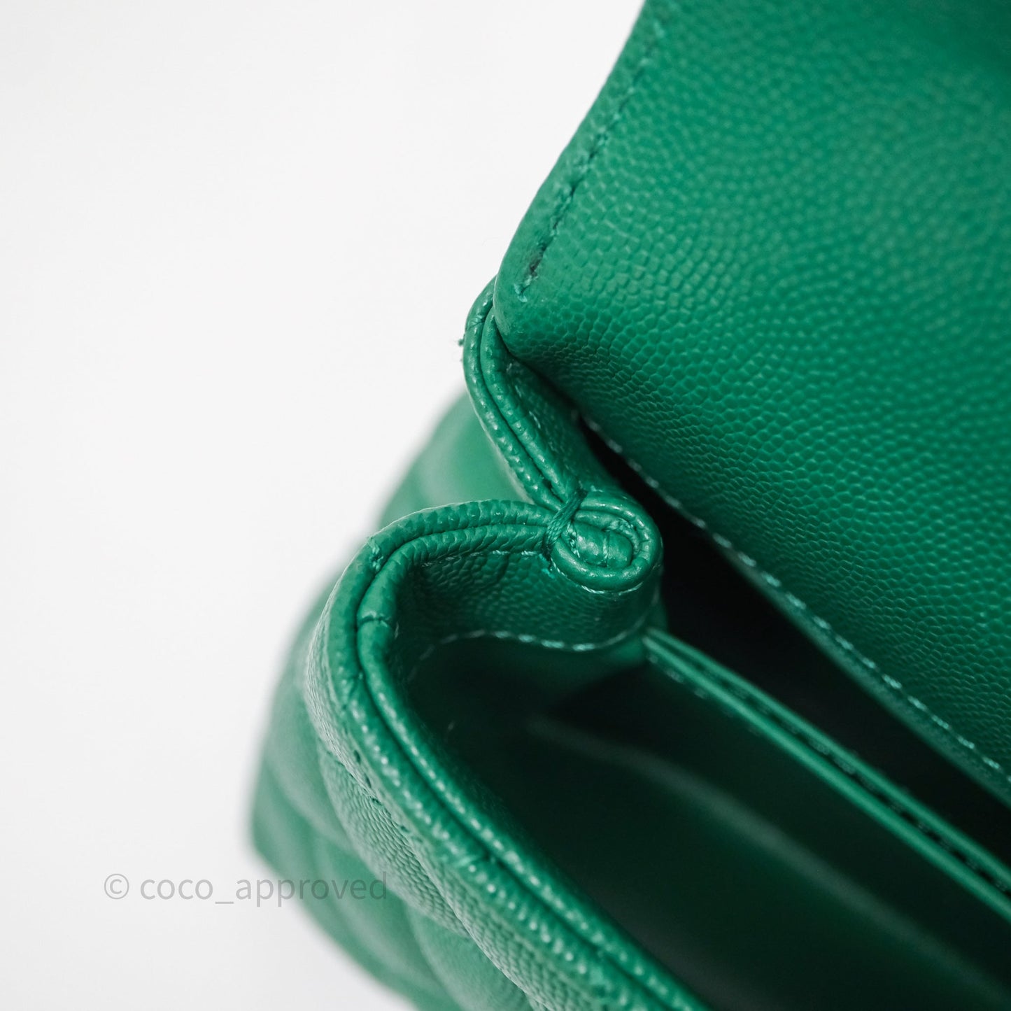 Chanel Mini Coco Handle Quilted Green Caviar Gold Hardware