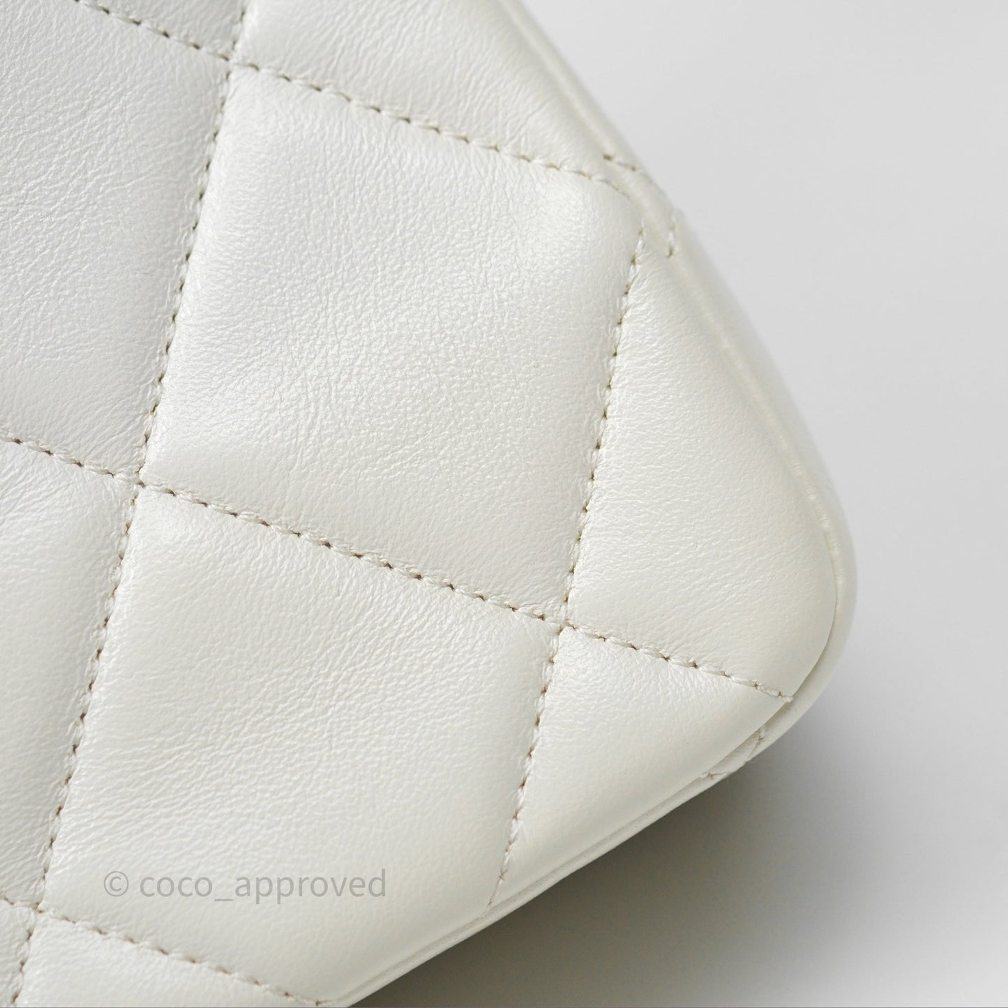Chanel Quilted Double Pearl Adjustable Chain Flap Bag White Lambskin Aged Gold Hardware 24S