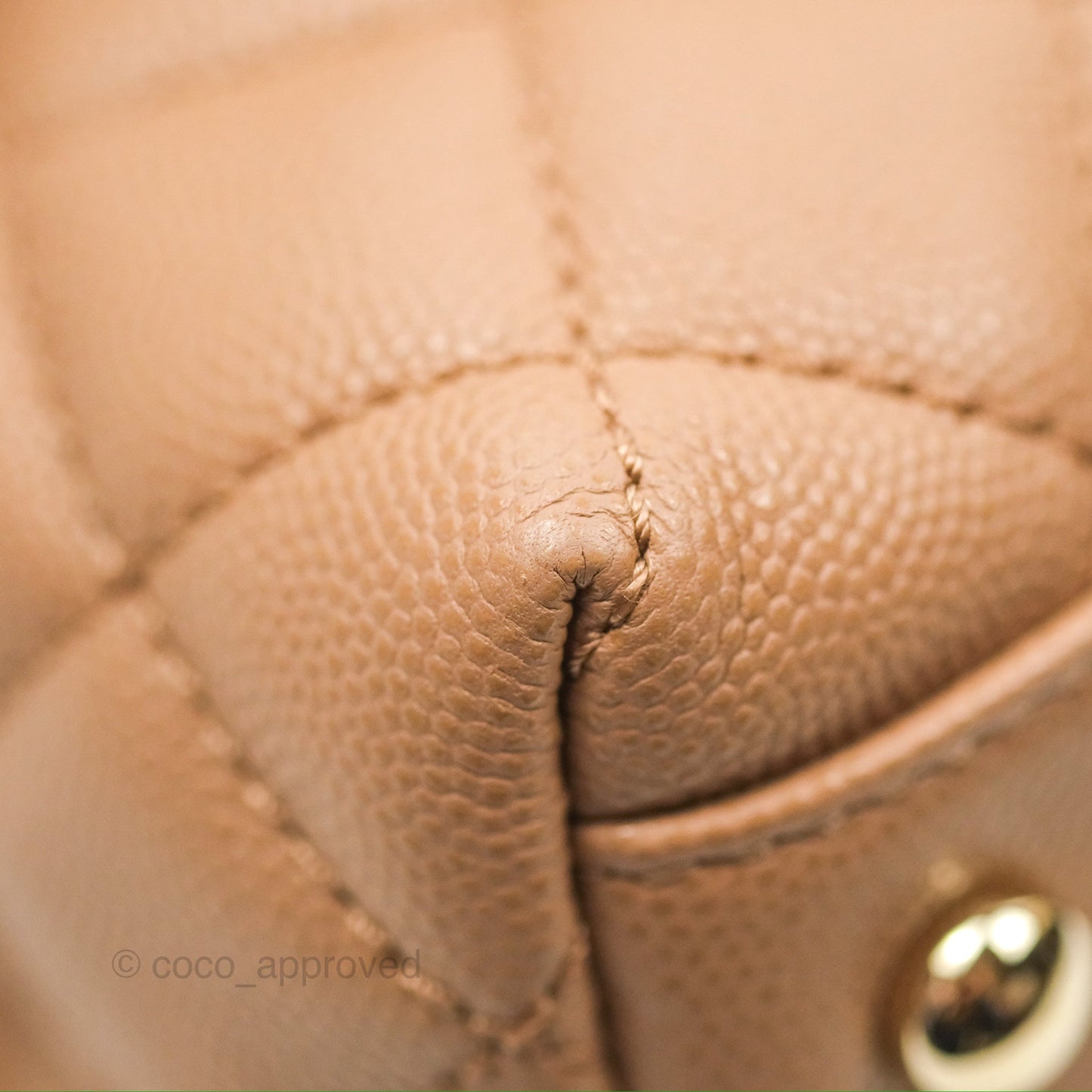 Chanel Small Coco Handle Quilted Beige Caviar Gold Hardware