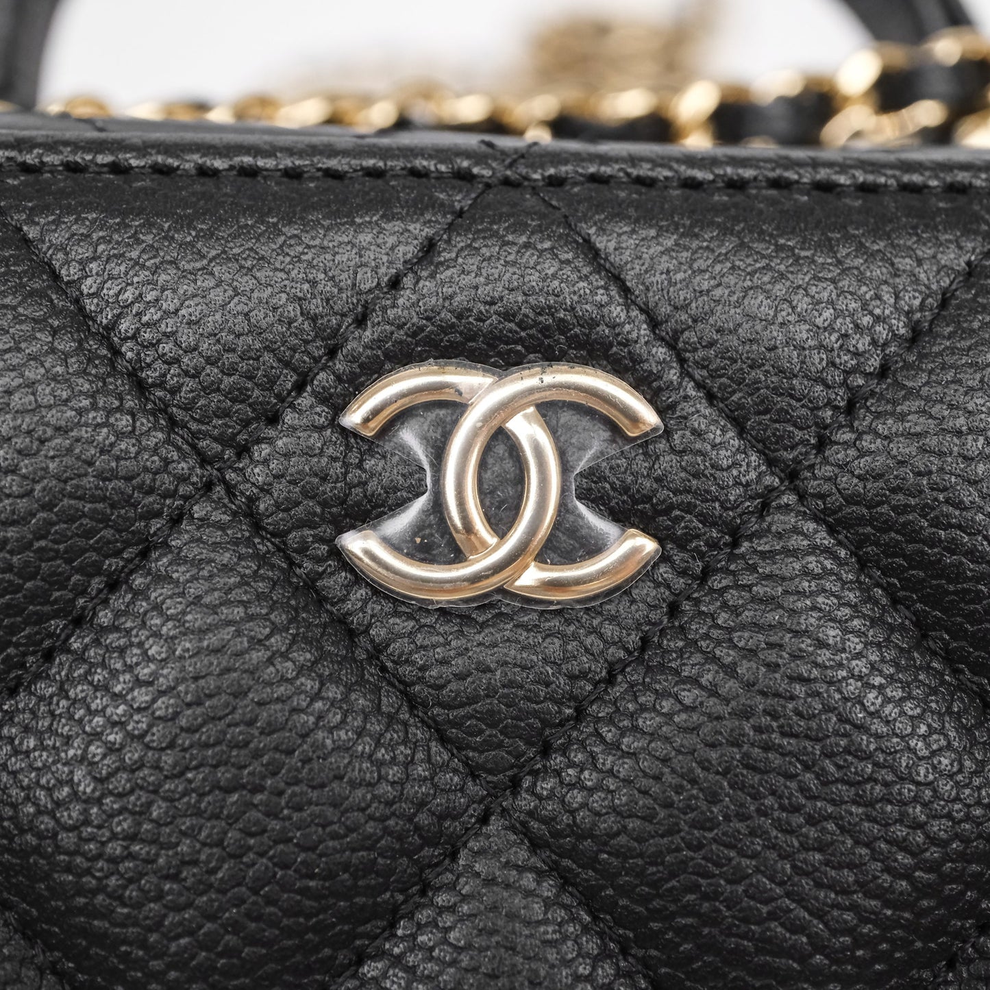 Chanel Quilted Top Handle Mini Vanity Case Black Caviar Gold Hardware