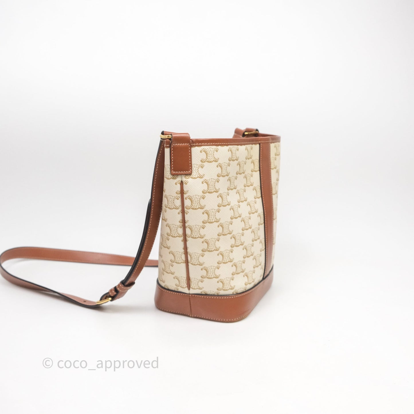 Celine Small Bucket Triomphe Canvas Grege Calfskin