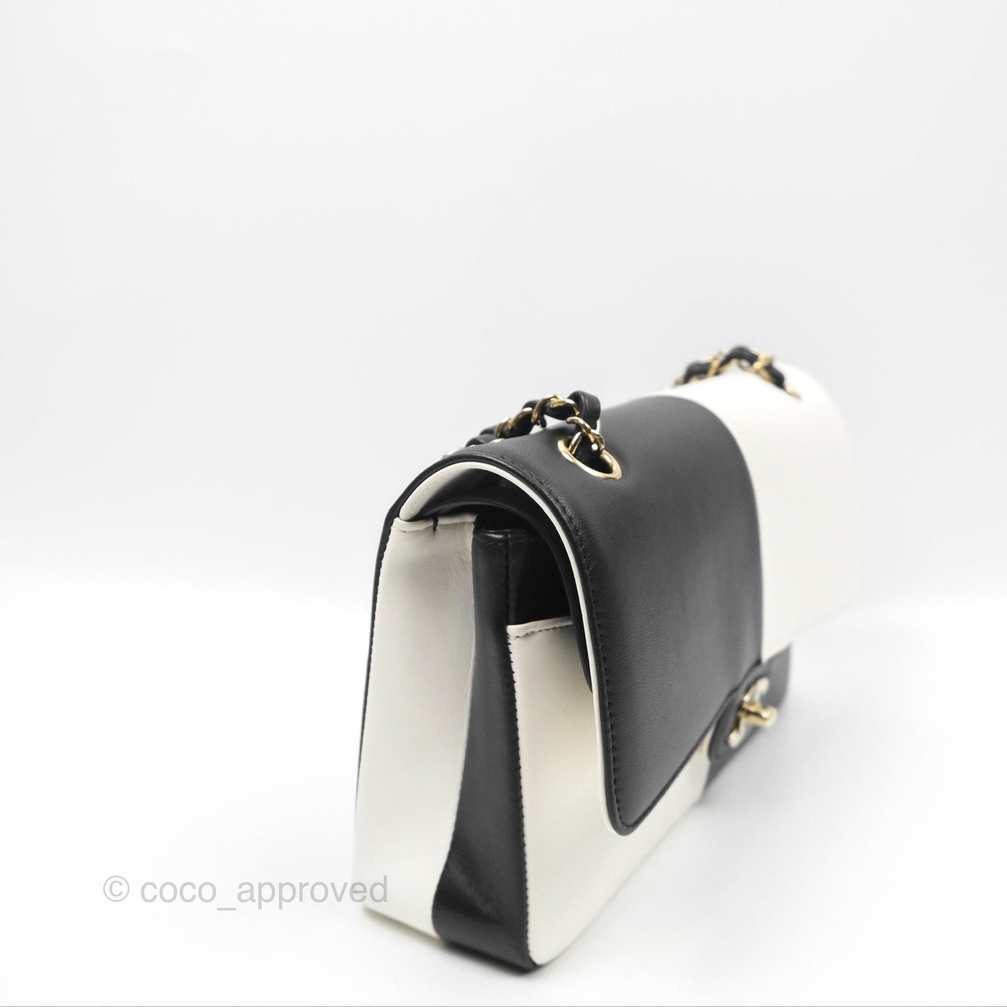 Chanel Medium Flap Black & White Lambskin Gold Hardware