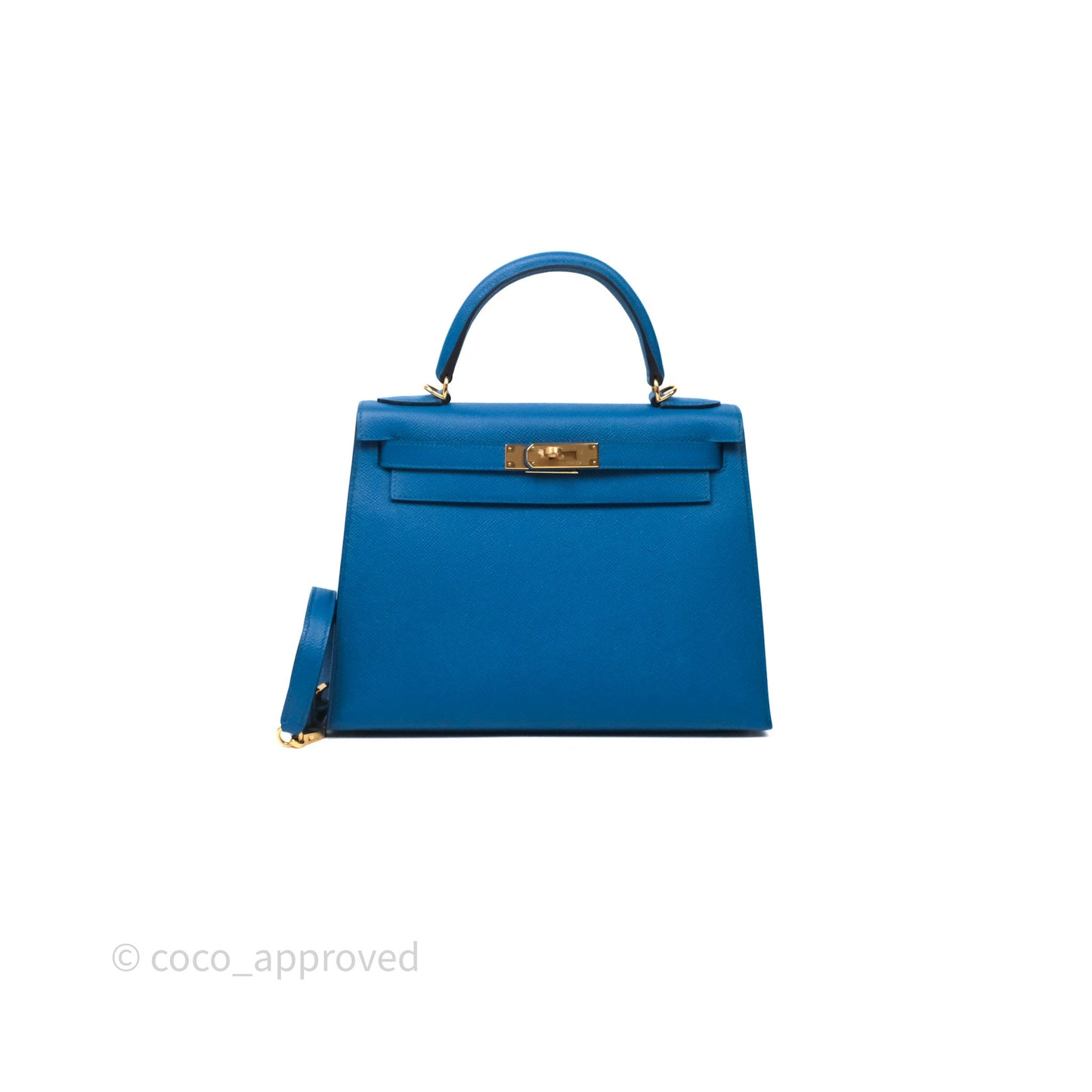 Hermès Kelly 28 Blue Epsom Gold Hardware